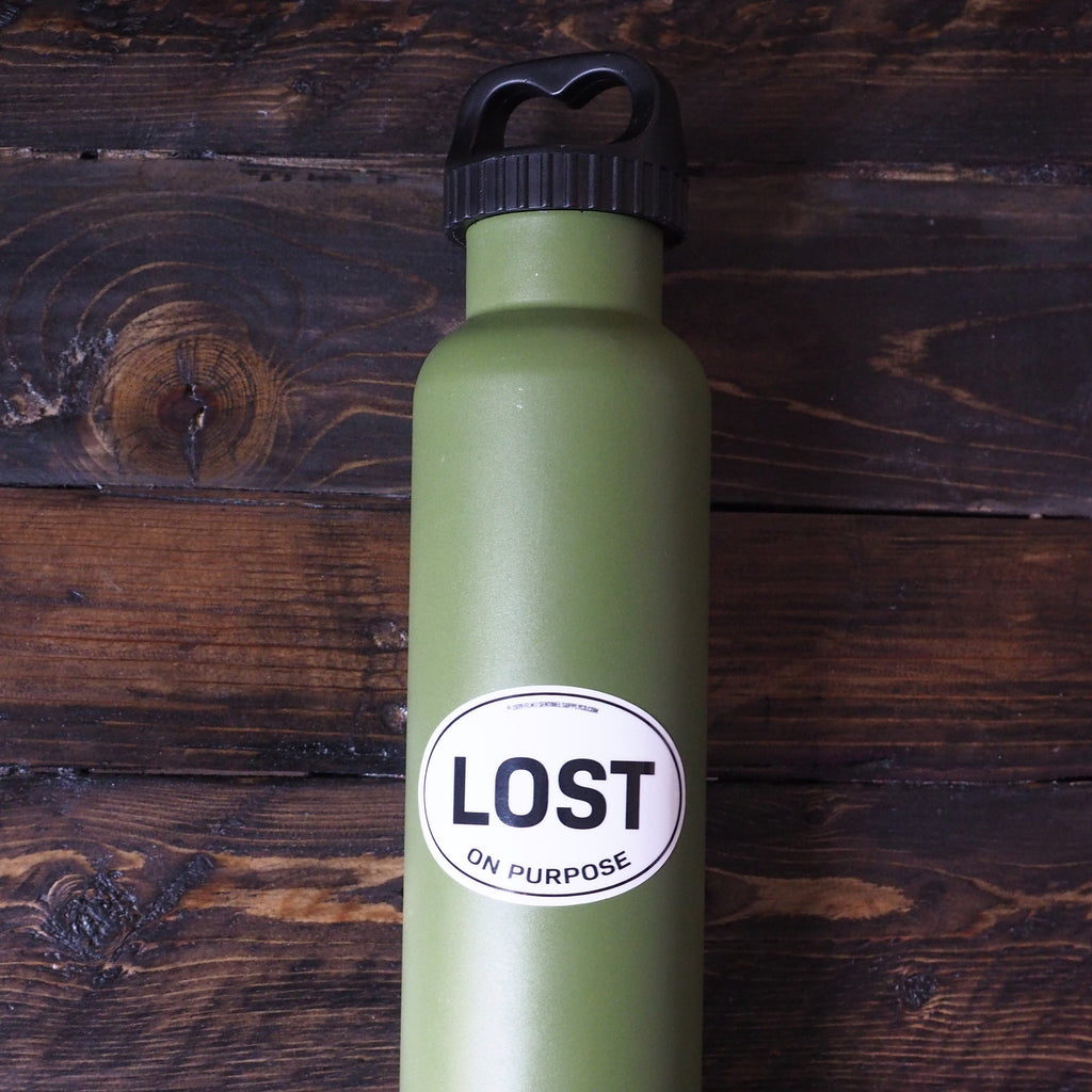 Lost on Purpose White Oval Bumper Sticker - 3" & 4"