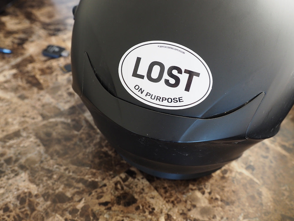 Lost on Purpose White Oval Bumper Sticker - 3" & 4"
