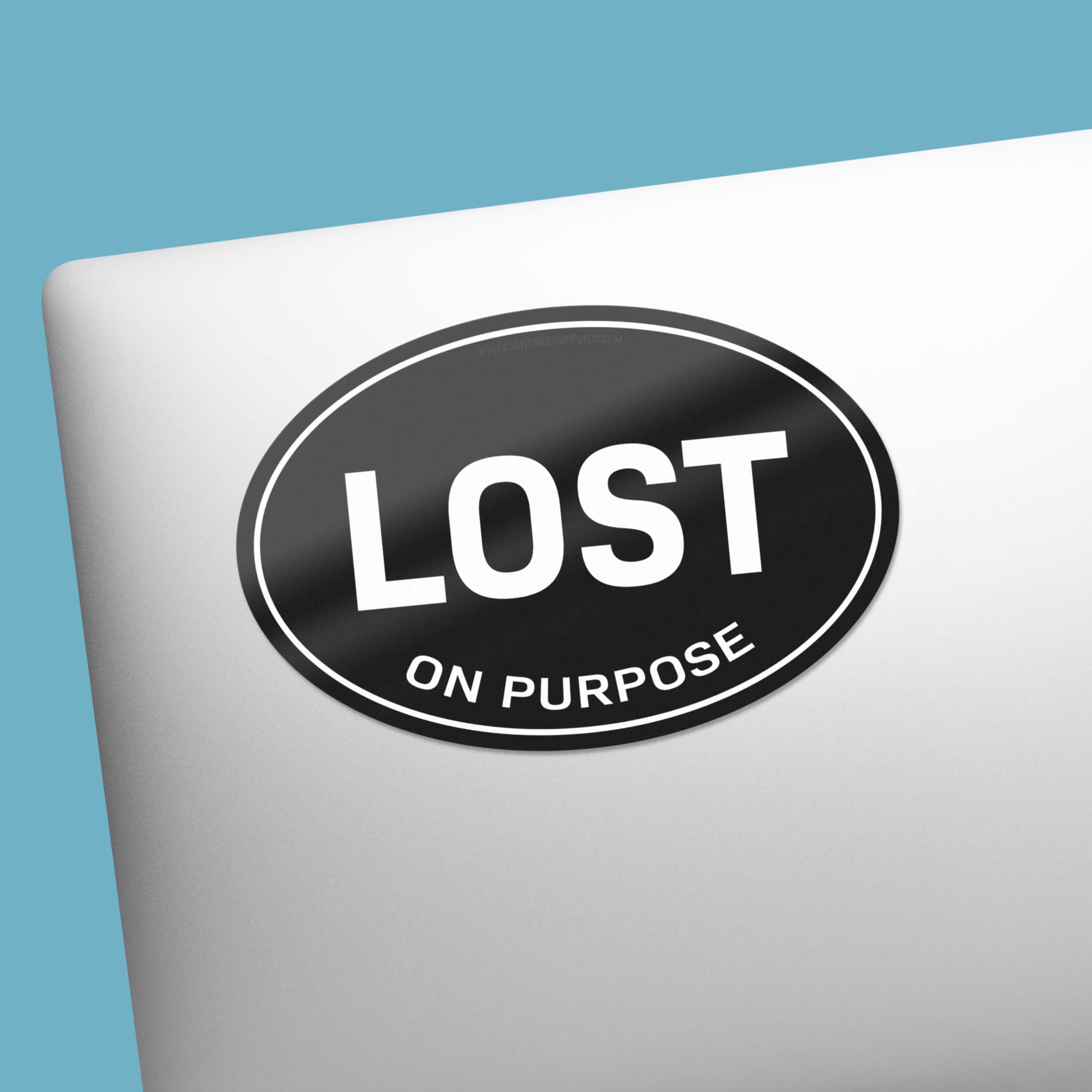 Lost on Purpose Black Oval Bumper Sticker