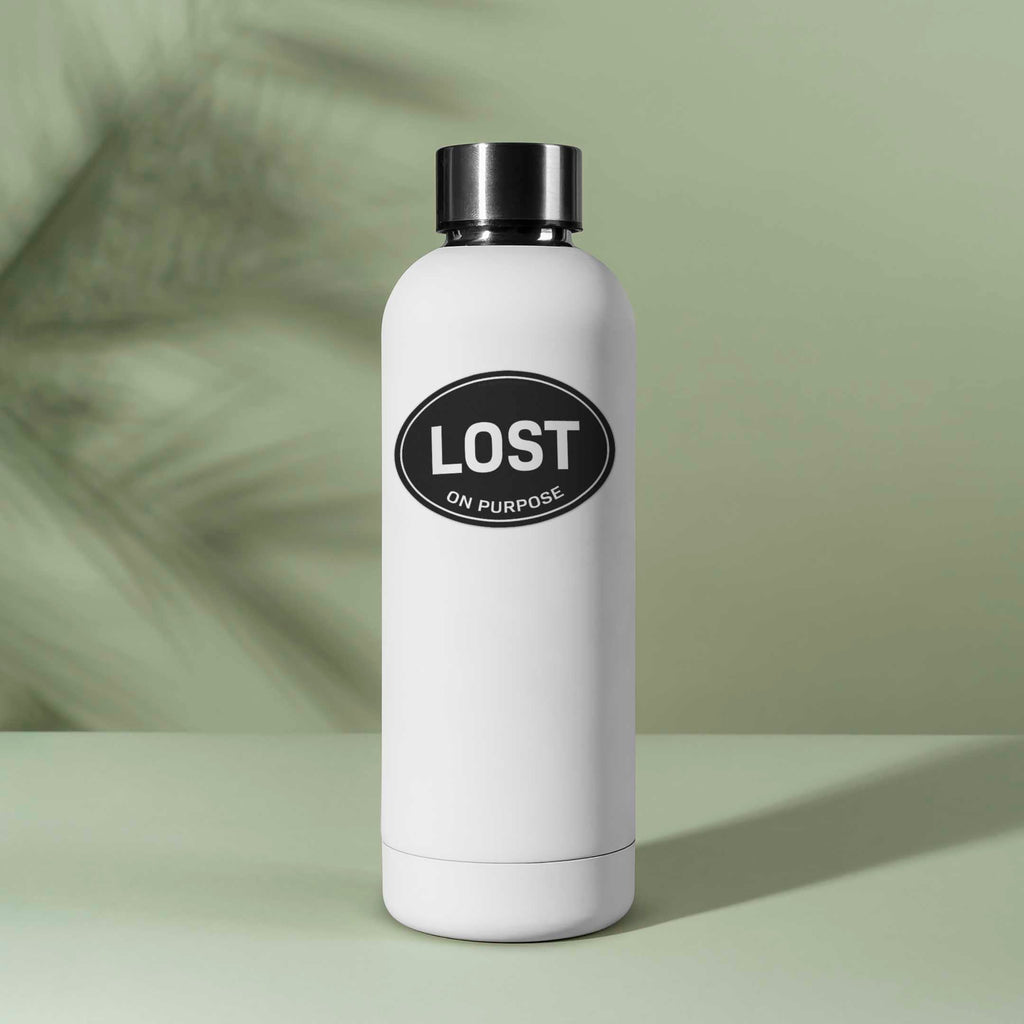Lost on Purpose Black Oval Bumper Sticker