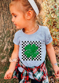 YOUTH Pre Order: Checkered Shamrock Tee *GREY (XS-XL)