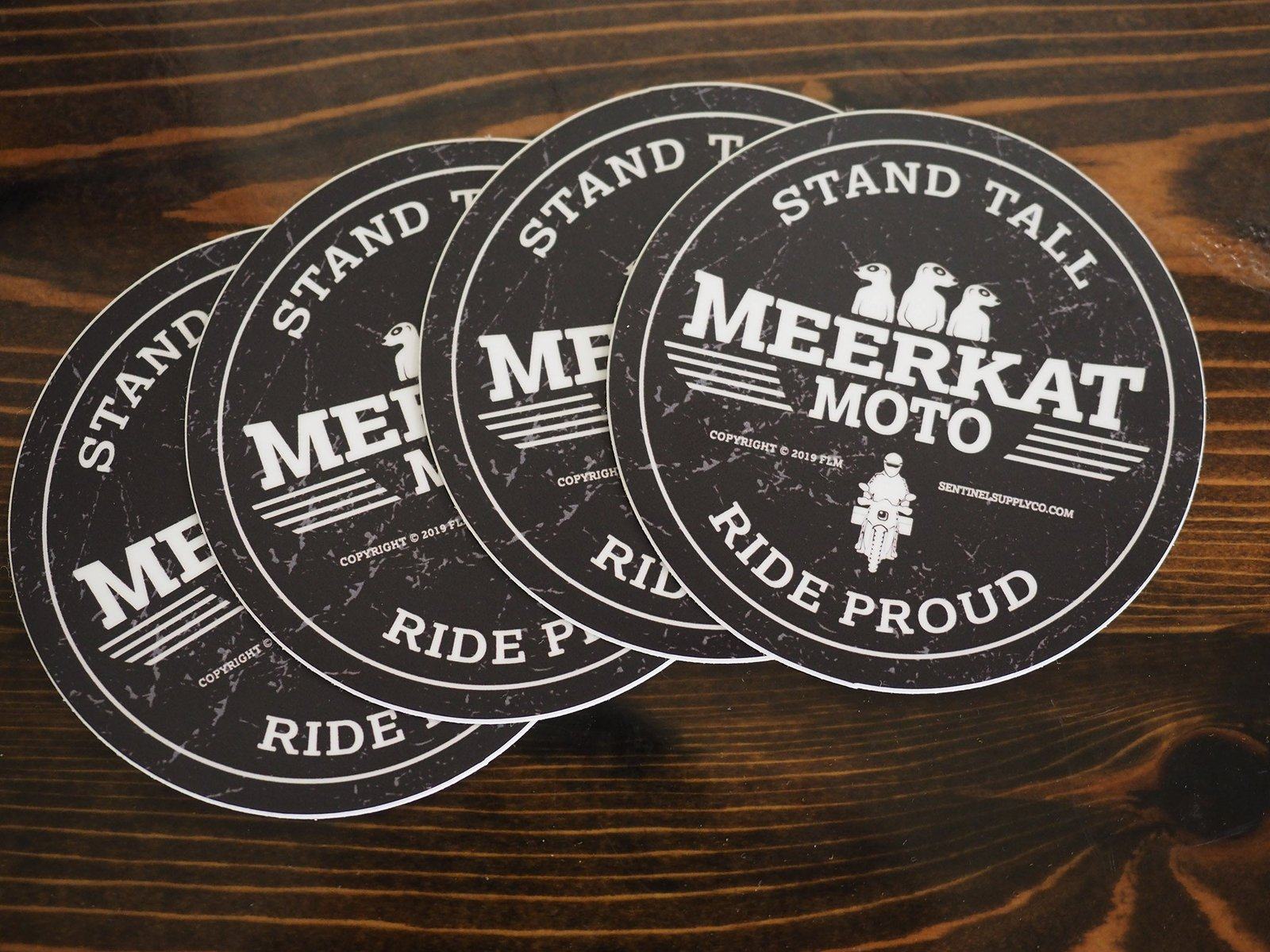 Meerkat Moto - Stand Tall Ride Proud Circle Sticker