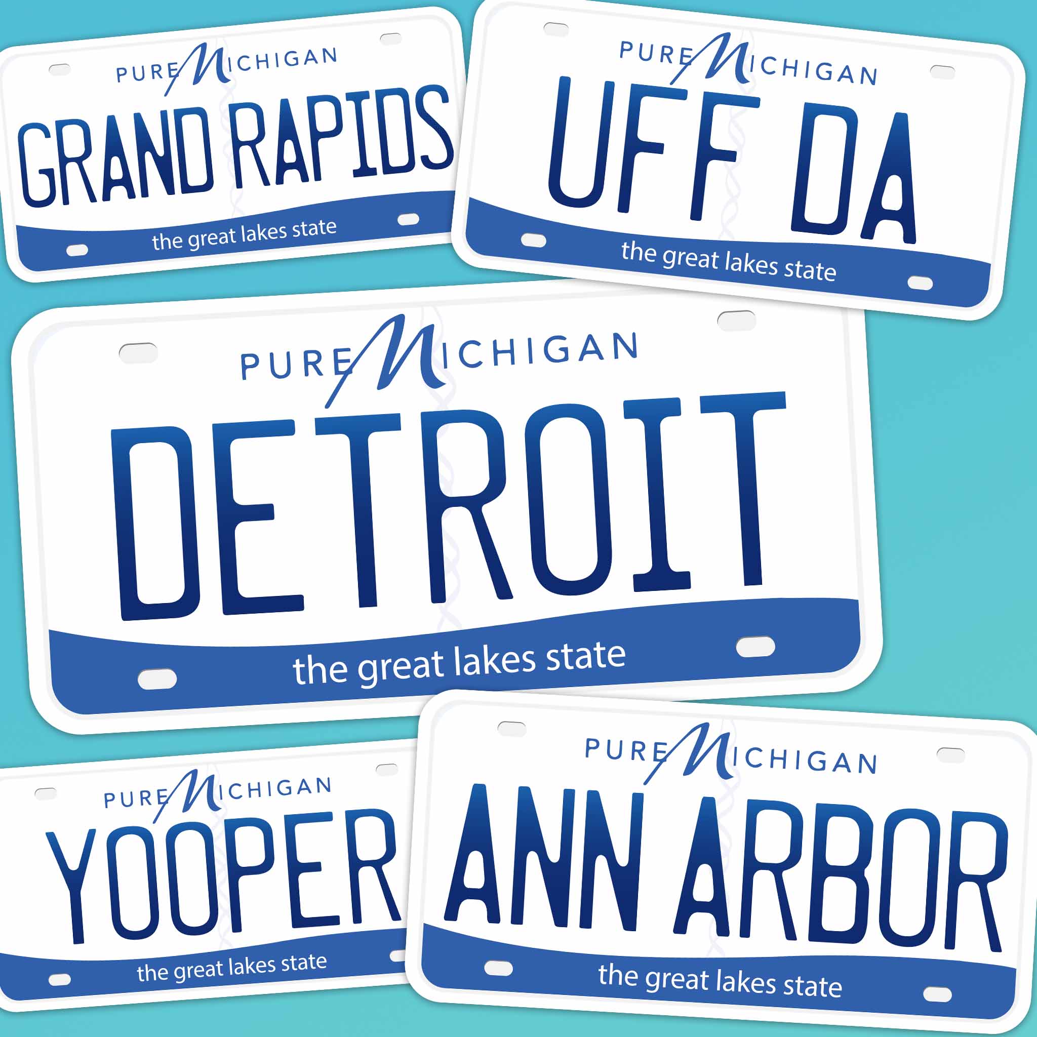 Michigan License Plate Sticker - Choose from 10+ MI Cities & Saying Decals