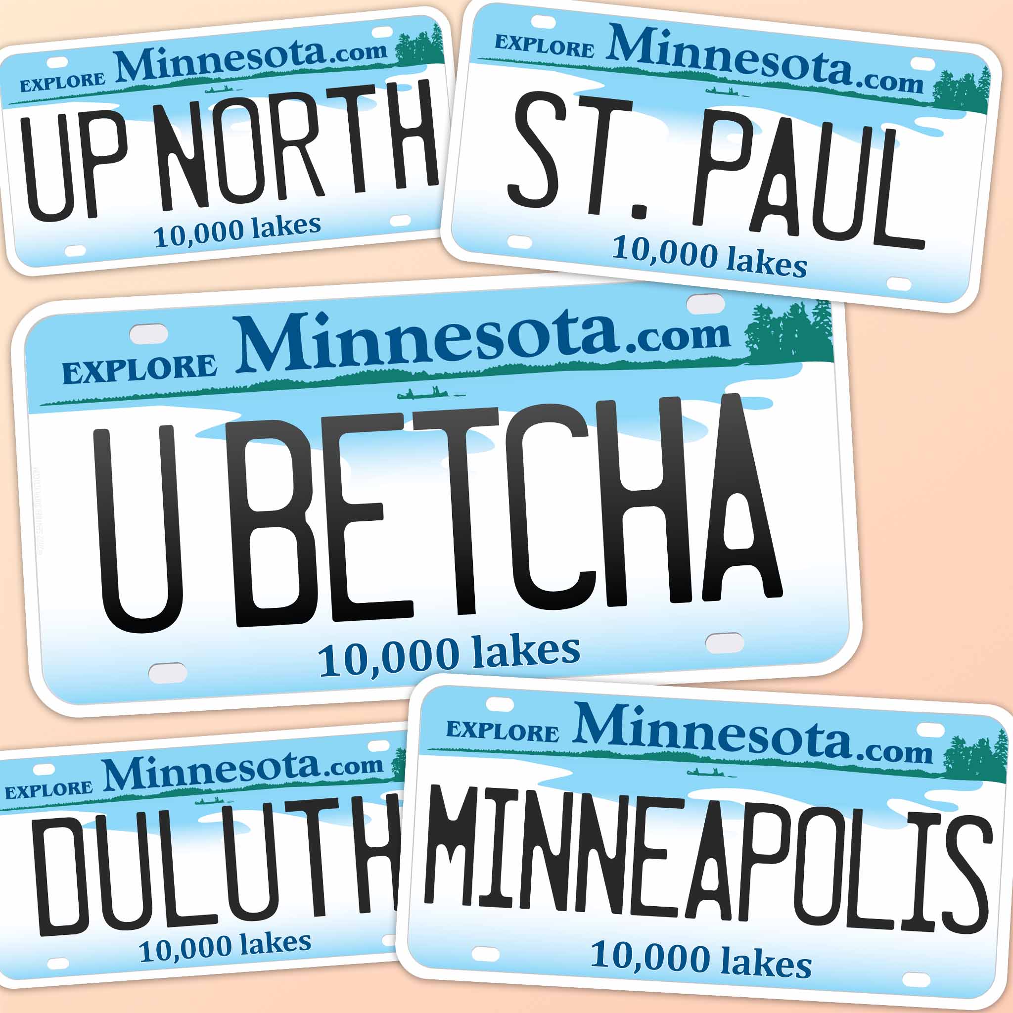Minnesota License Plate Stickers - Choose Your MN City or Saying Decals