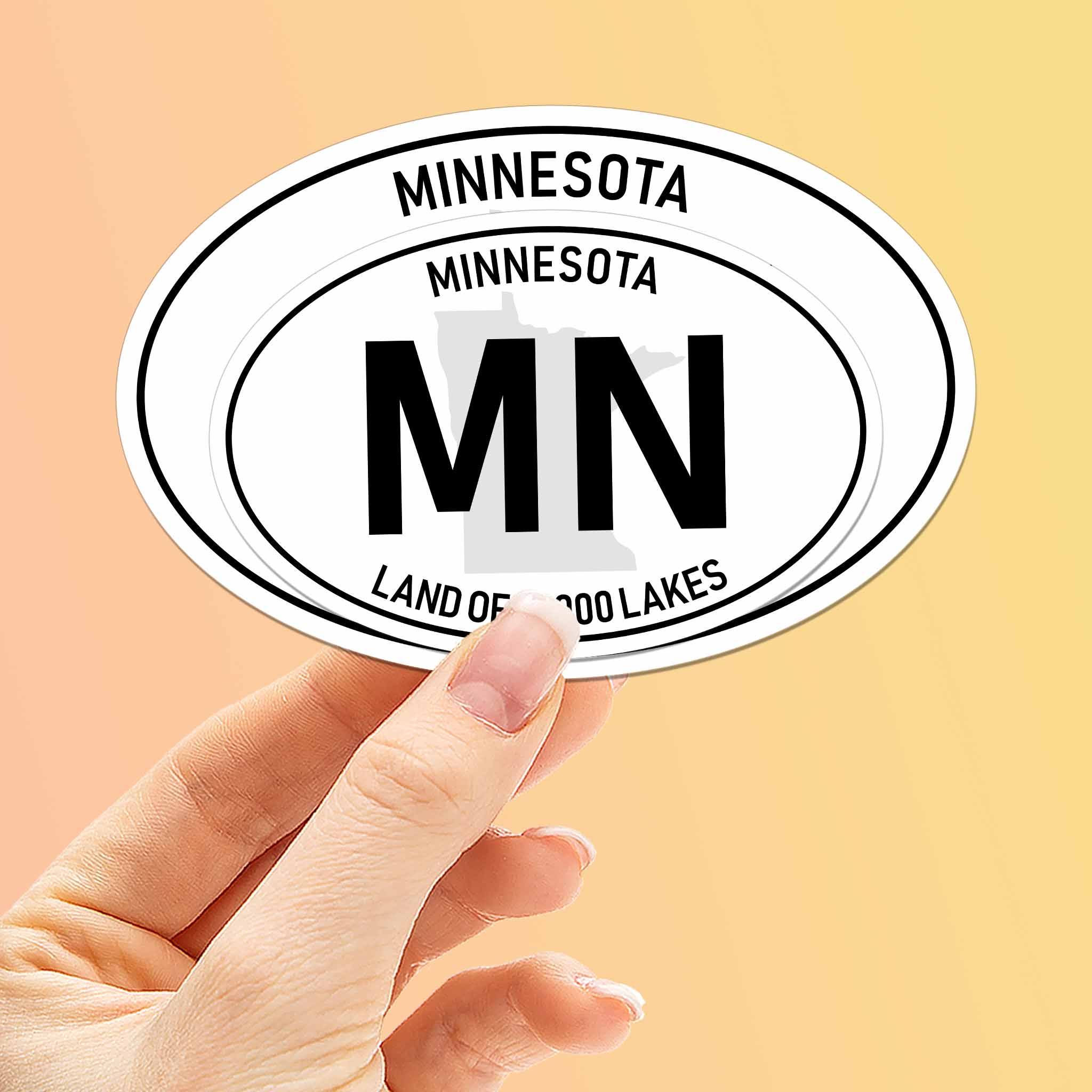Minnesota White Oval Sticker