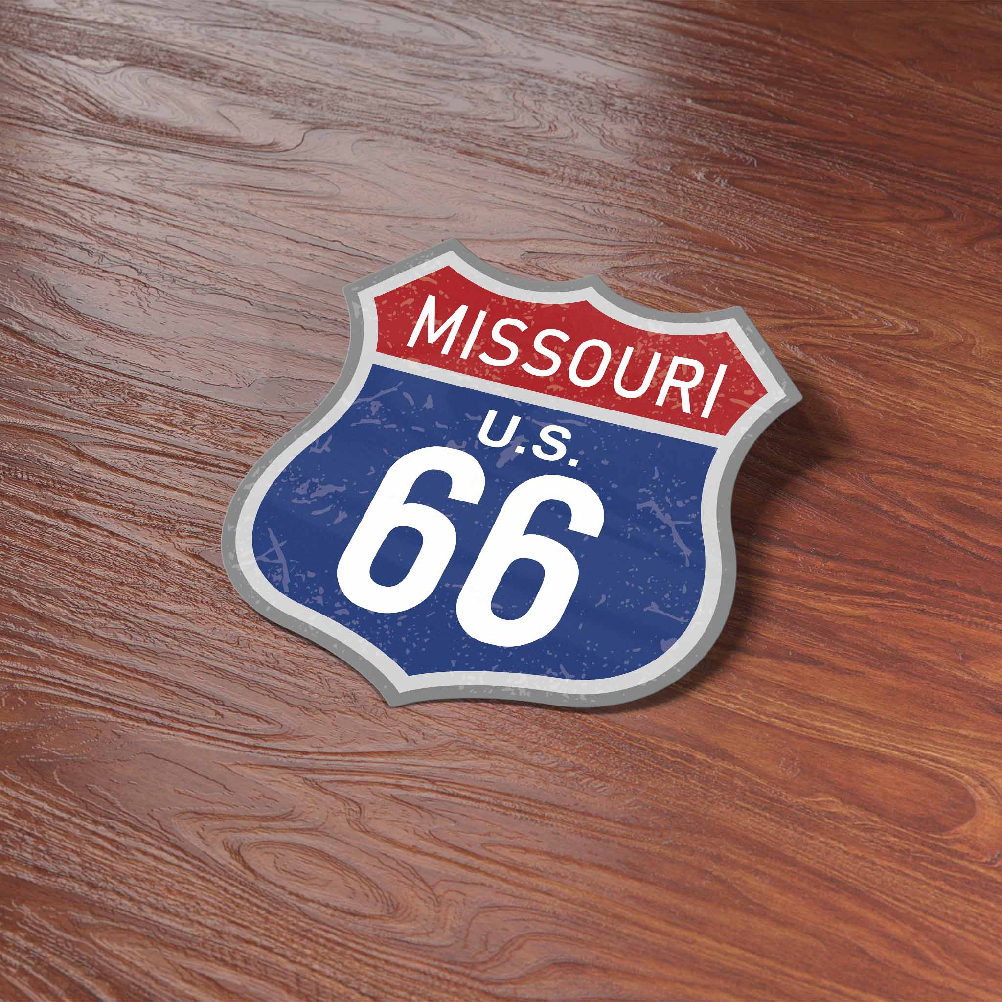 Missouri Blue Route 66 Sticker - Cool MO Vintage Highway Sign Decal