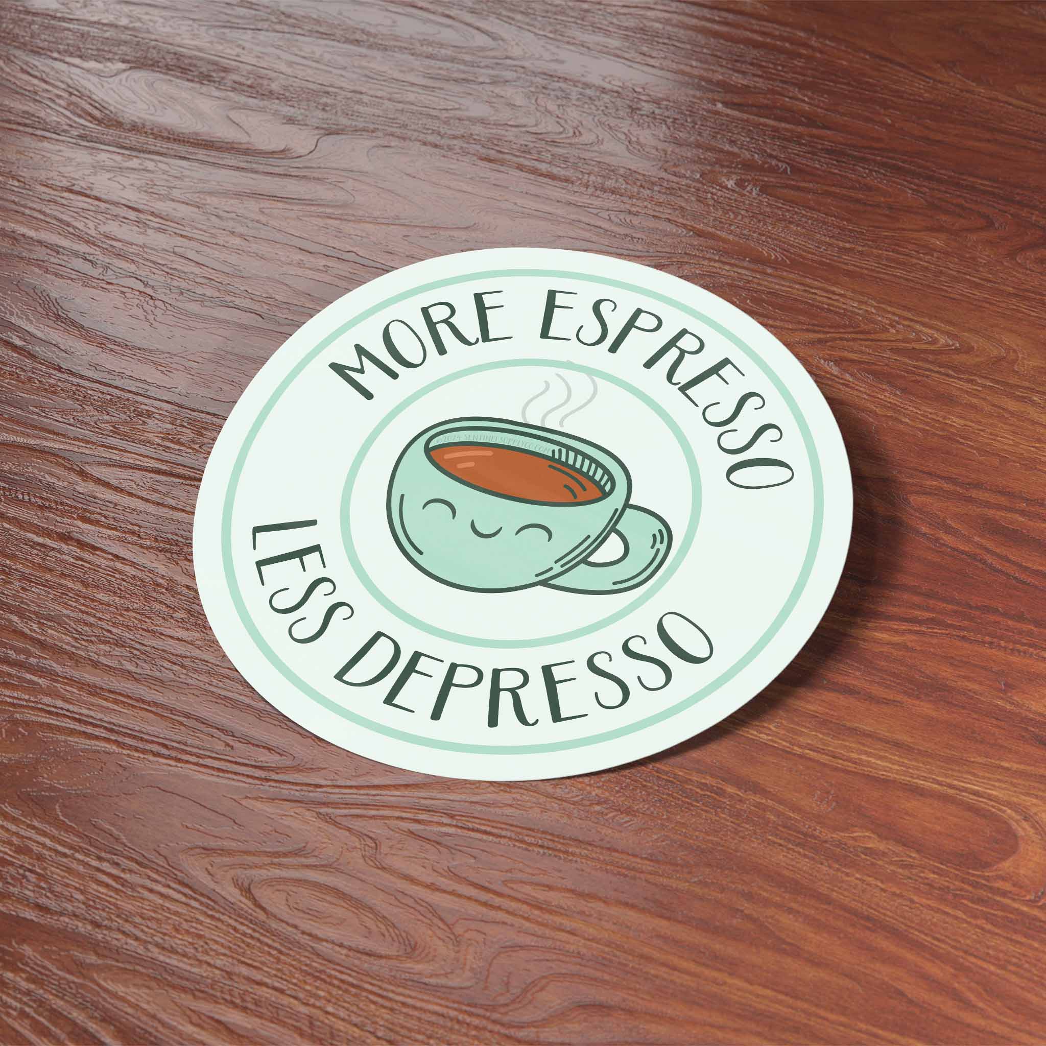 More Espresso Less Depresso Coffee Sticker