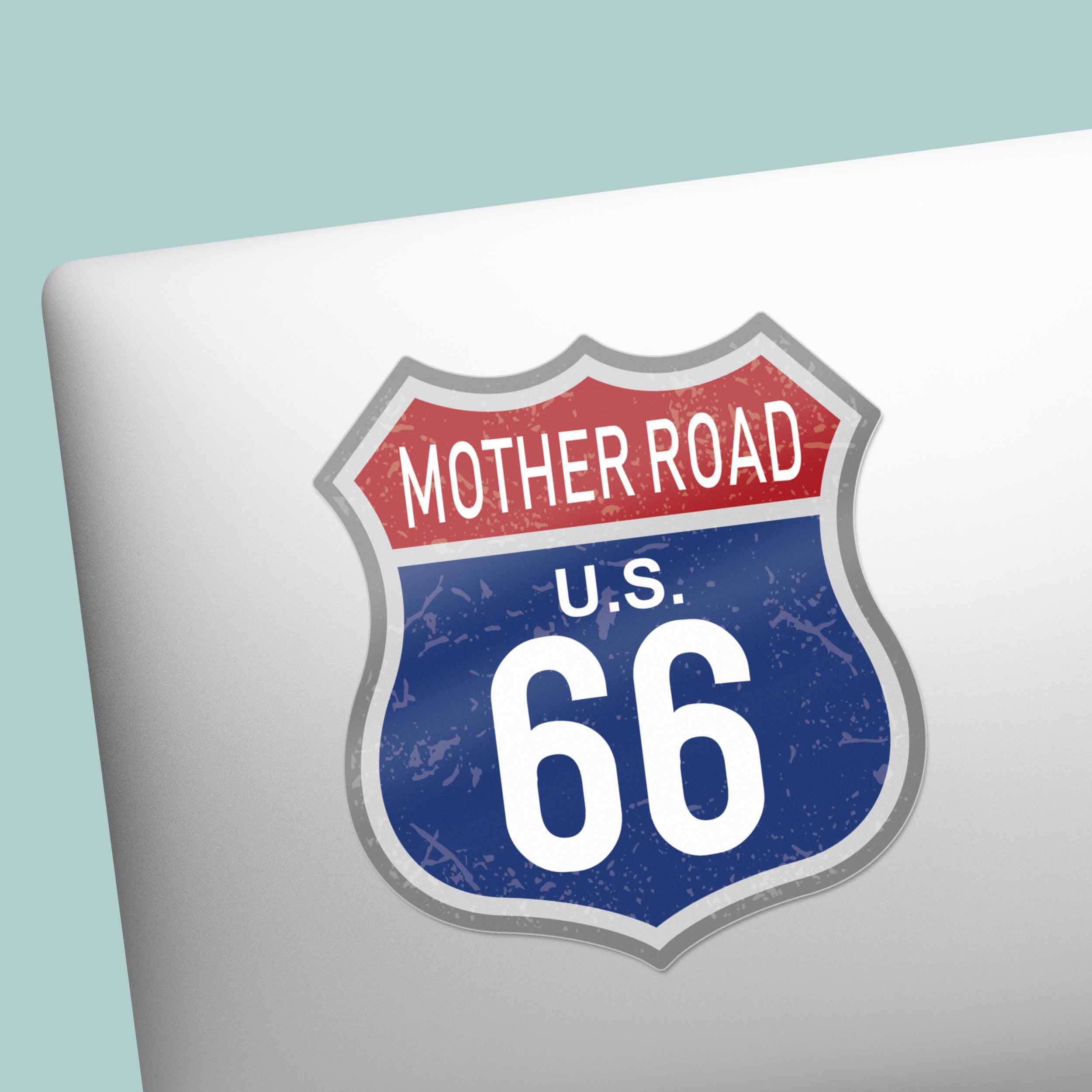 The Mother Road Blue Route 66 Sticker - Cool Vintage Highway Sign Decal