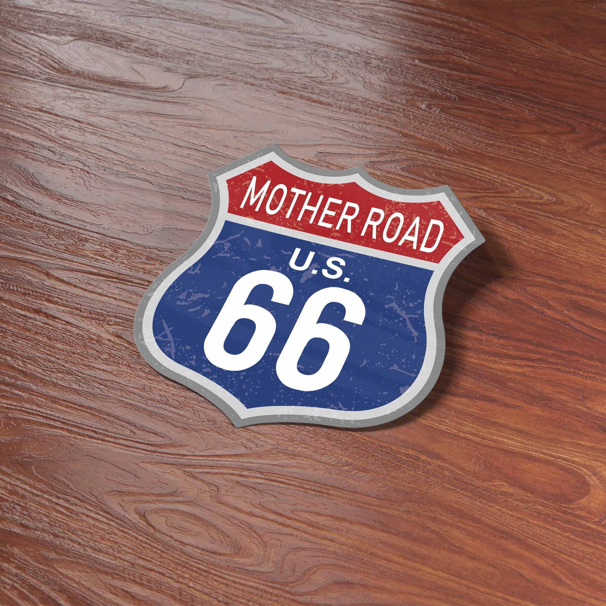 The Mother Road Blue Route 66 Sticker - Cool Vintage Highway Sign Decal