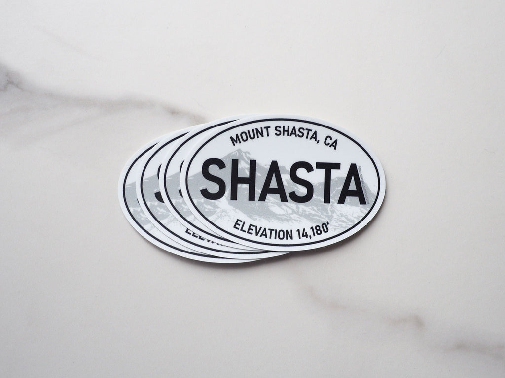 White Oval Mt Shasta California Sticker