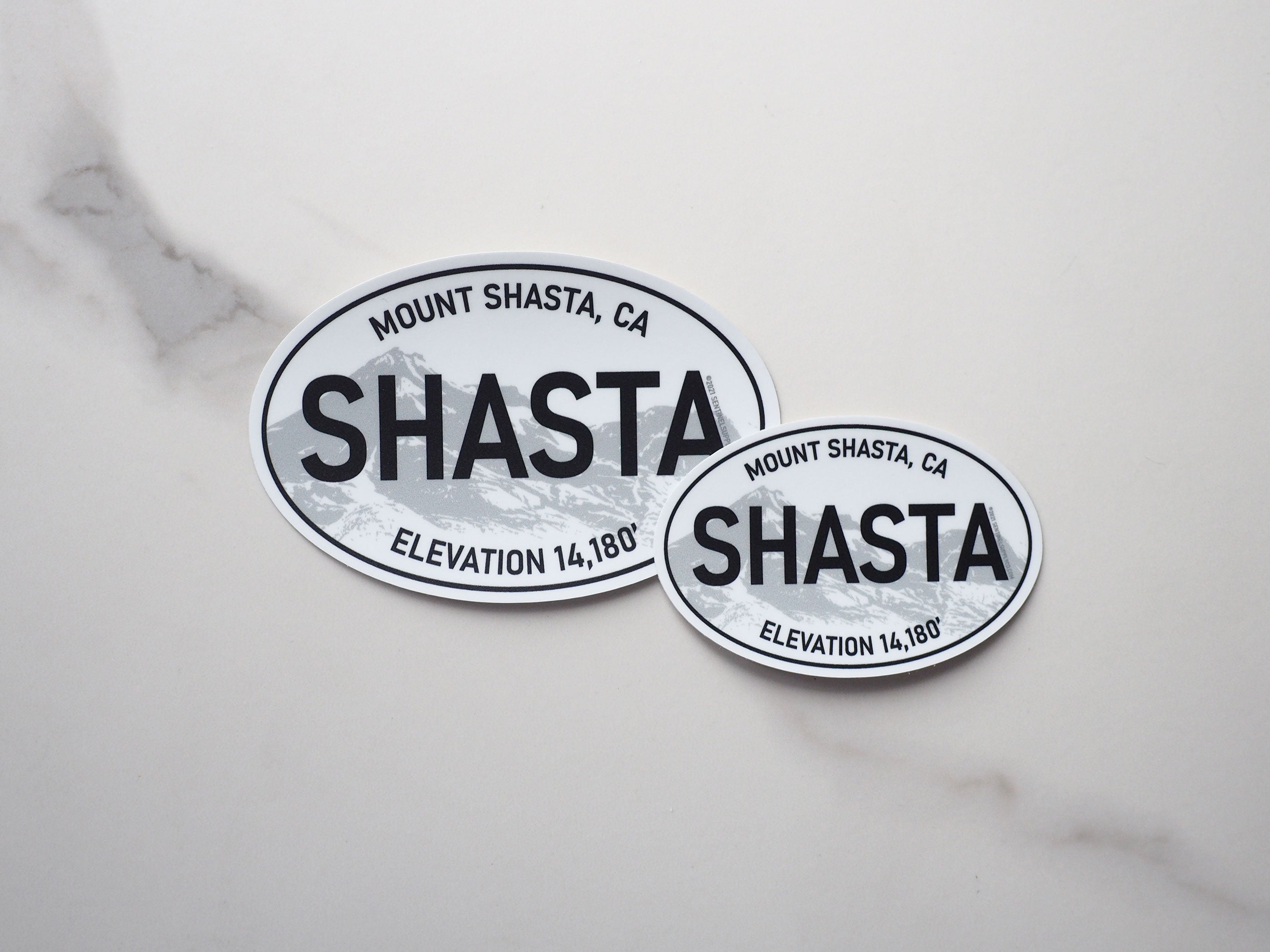 White Oval Mt Shasta California Sticker
