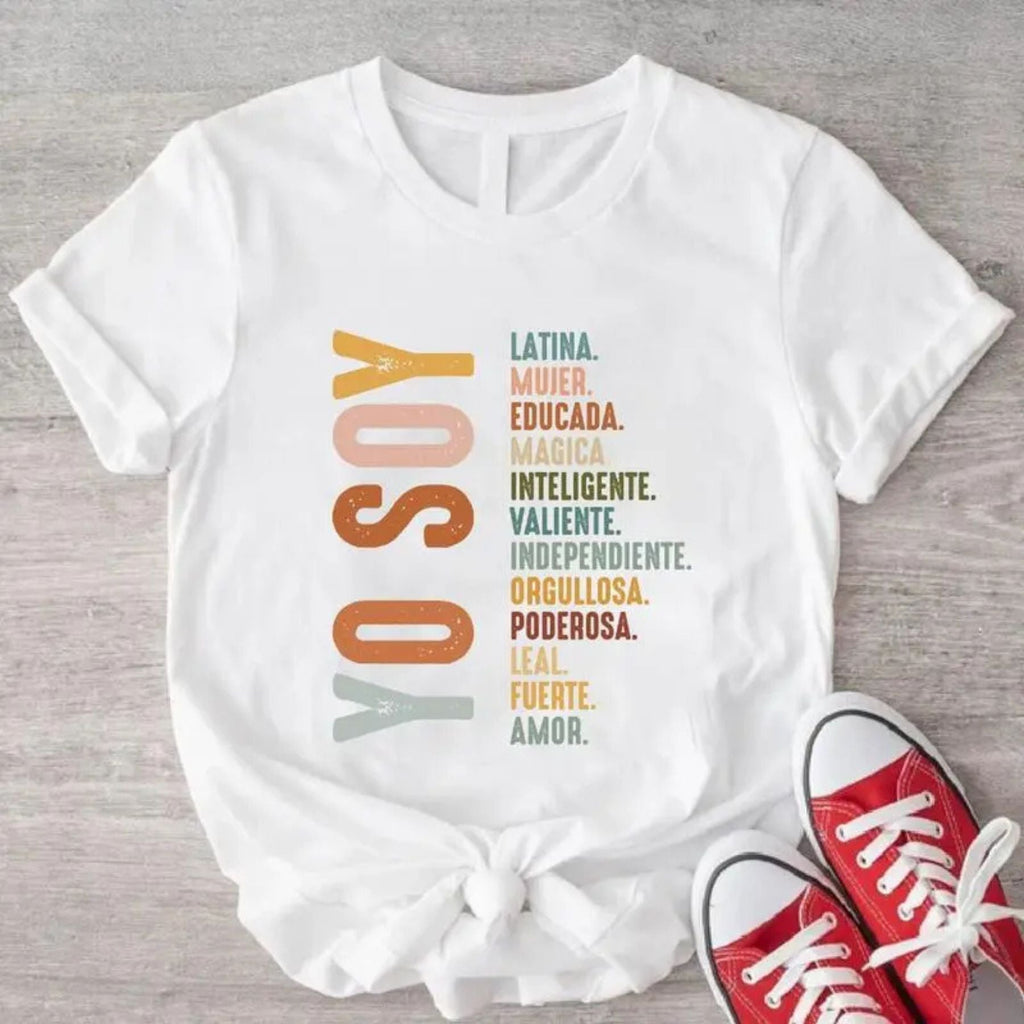 Mujer Latina Power Tee - "Yo Soy" Hispanic Heritage Shirt, Independent Woman Streetwear