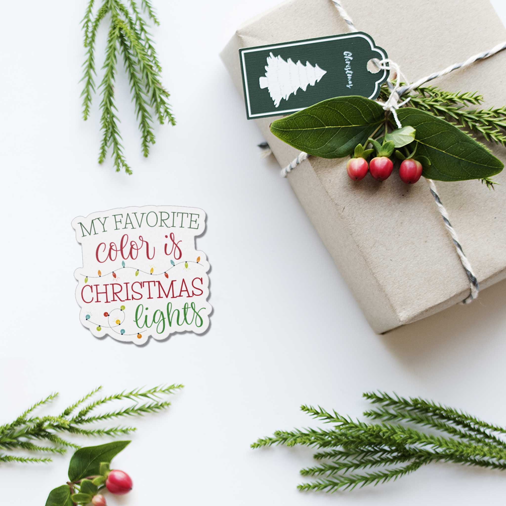 My Favorite Color is Christmas Lights Sticker