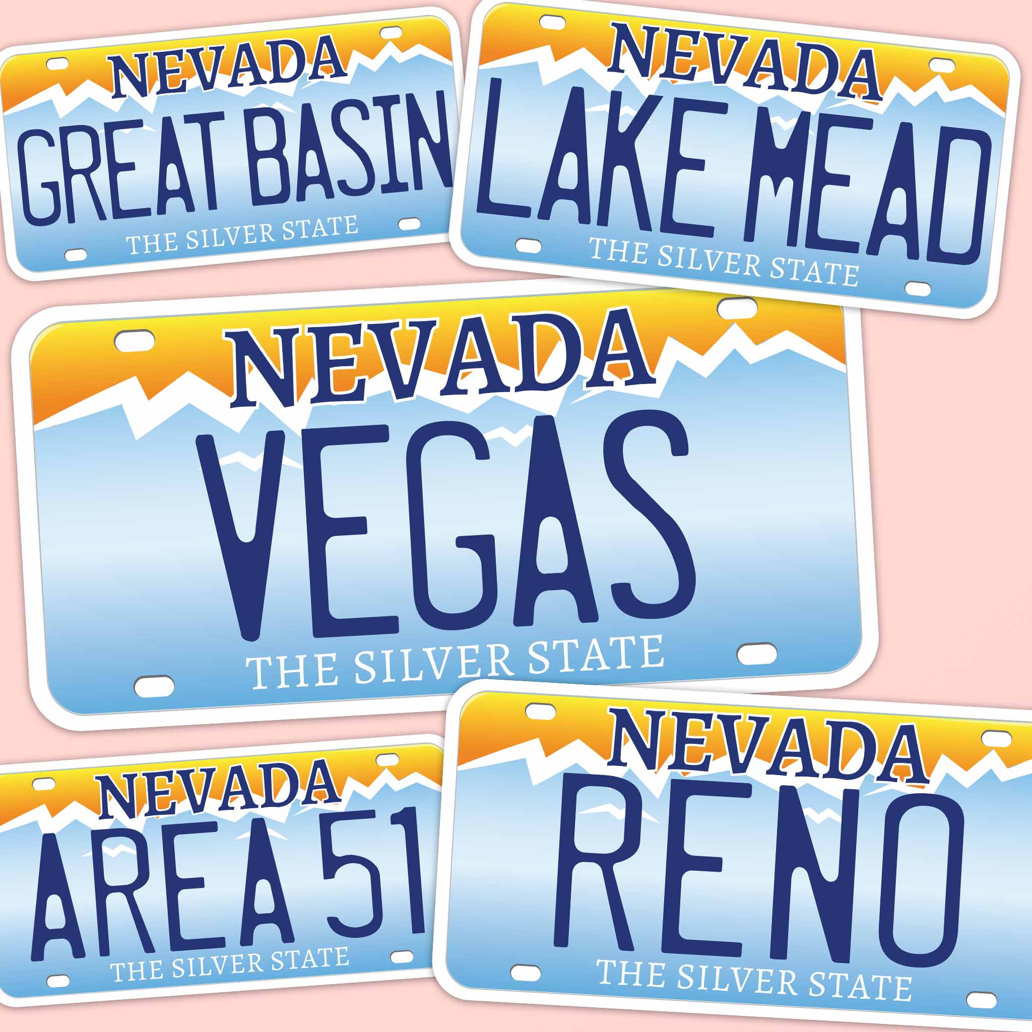 Nevada License Plate Bumper Stickers - Choose Your NV City or Phrase Decal