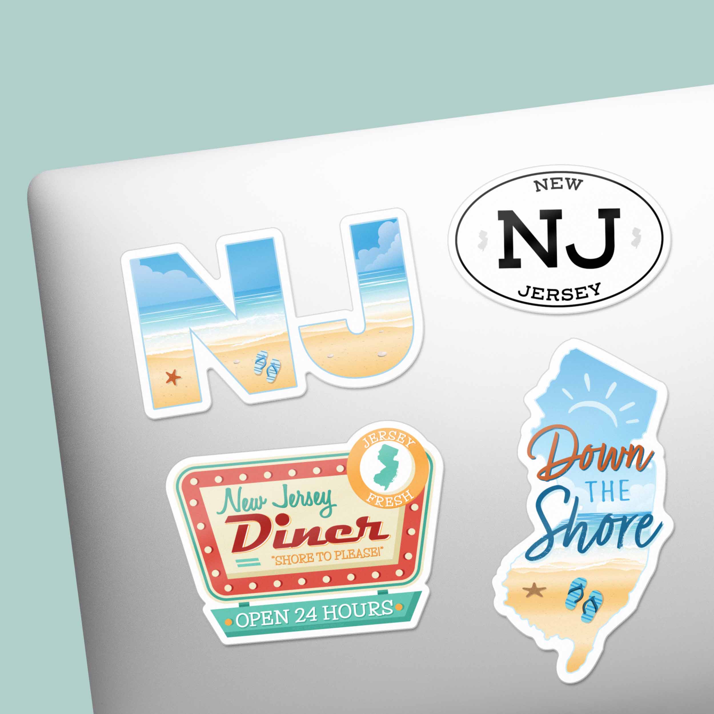 New Jersey Shore Sticker Sheet - Set of 7 Mini NJ Decals