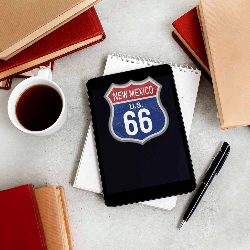 New Mexico Blue Route 66 Sticker - Cool NM Vintage Highway Sign Decal