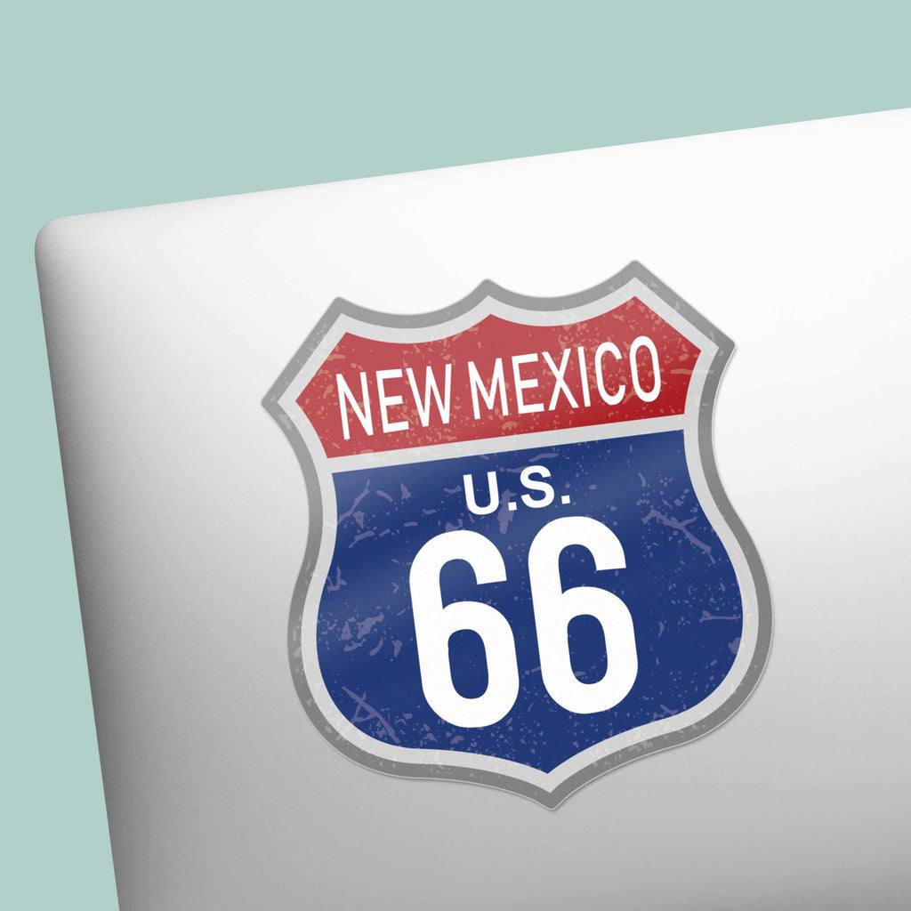 New Mexico Blue Route 66 Sticker - Cool NM Vintage Highway Sign Decal