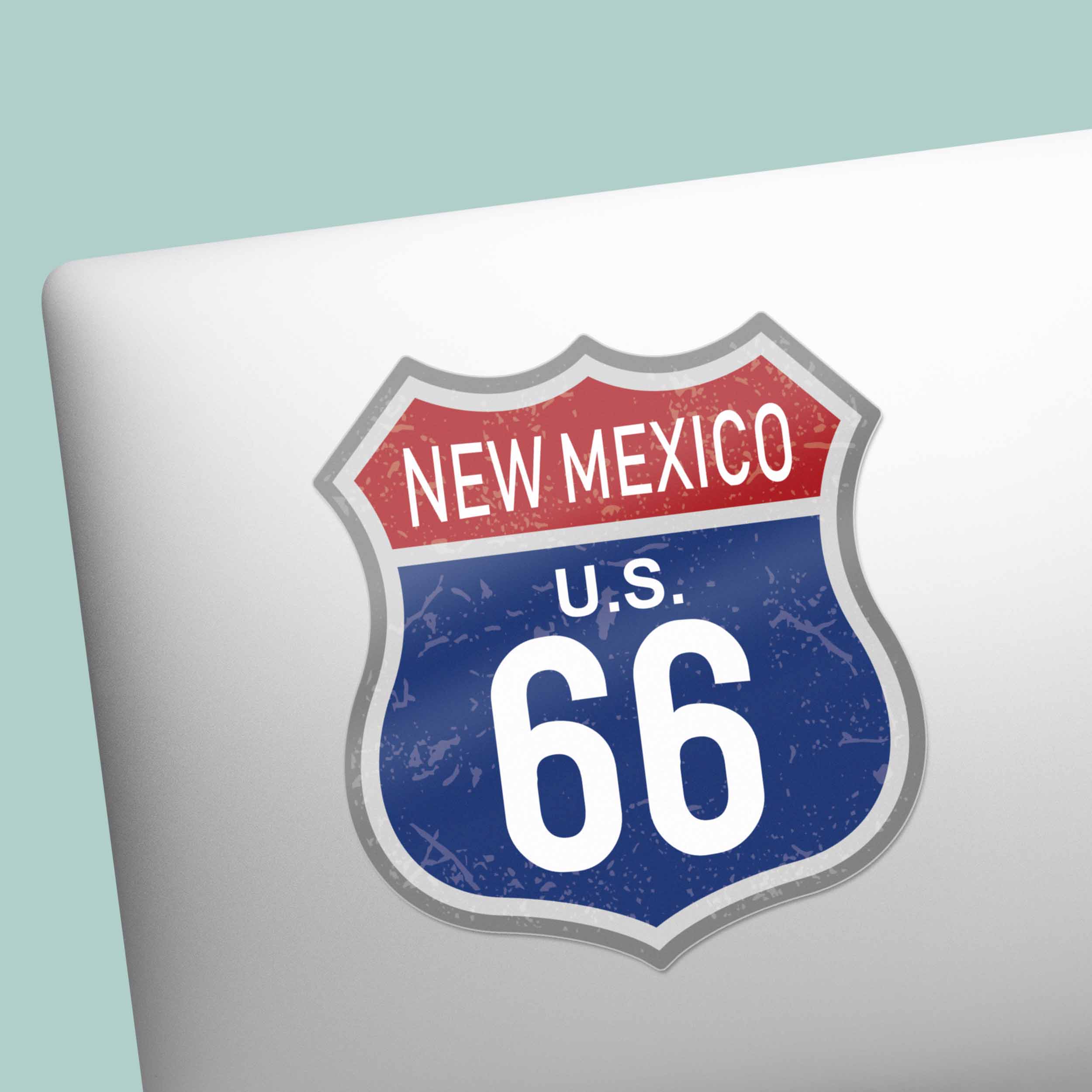 New Mexico Blue Route 66 Sticker - Cool NM Vintage Highway Sign Decal