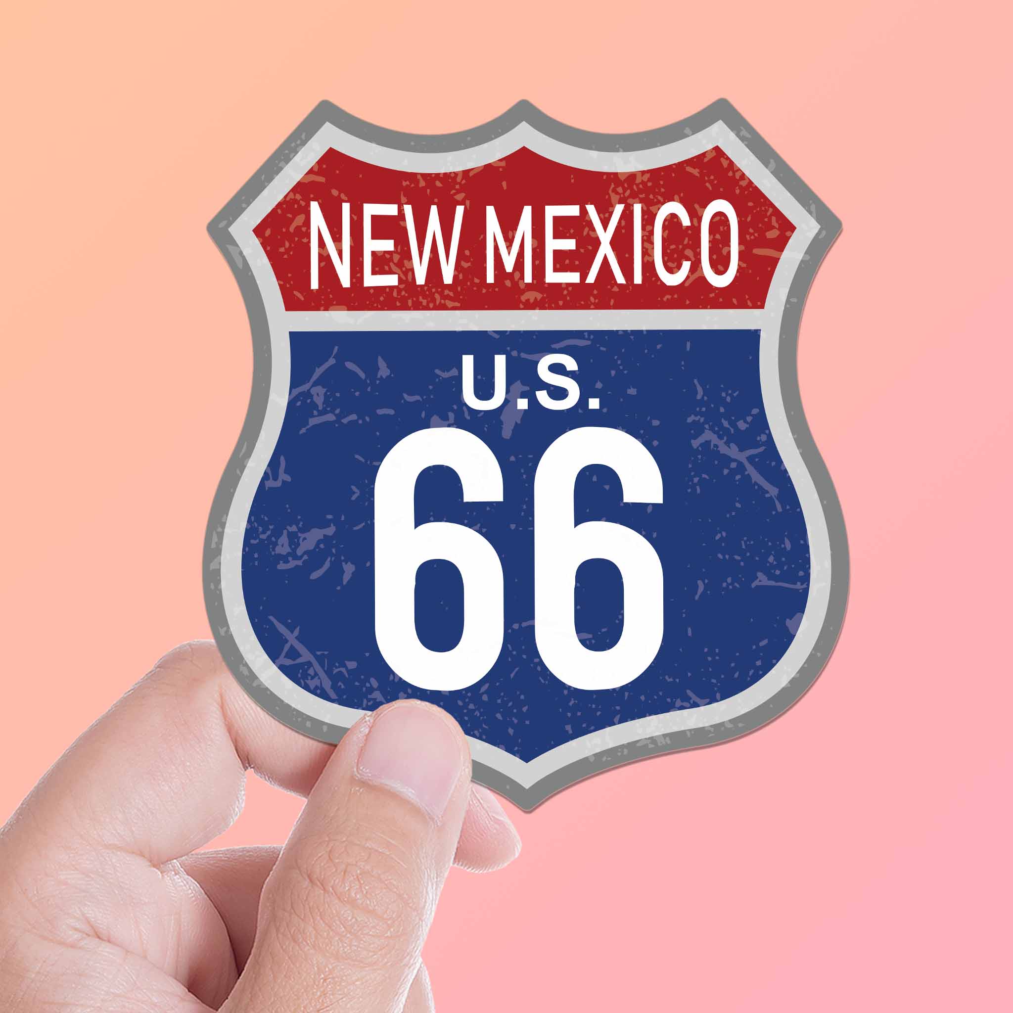 New Mexico Blue Route 66 Sticker - Cool NM Vintage Highway Sign Decal