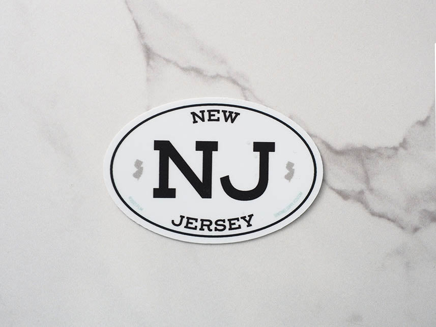 White Oval New Jersey NJ Sticker