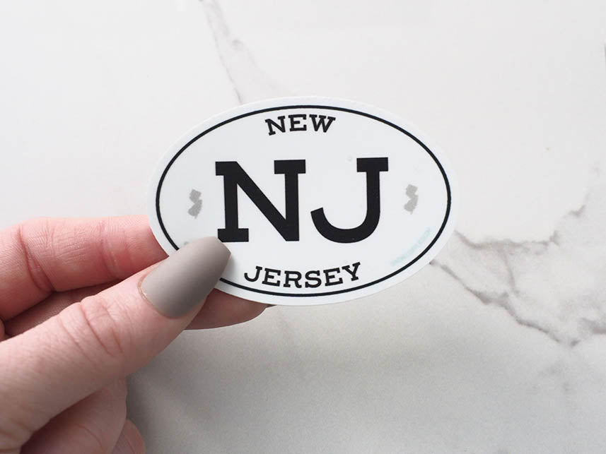 White Oval New Jersey NJ Sticker