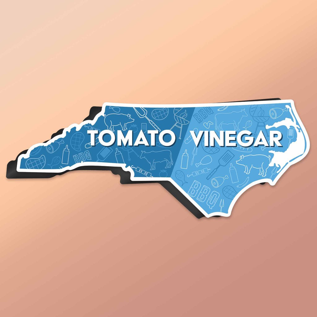 North Carolina BBQ Map Car Magnet - Flexible NC Fridge Magnet