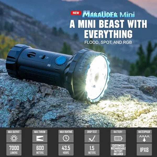 OLIGHT MARAUDERMINIBK Marauder Mini Powerful LED Flashlight With RGB