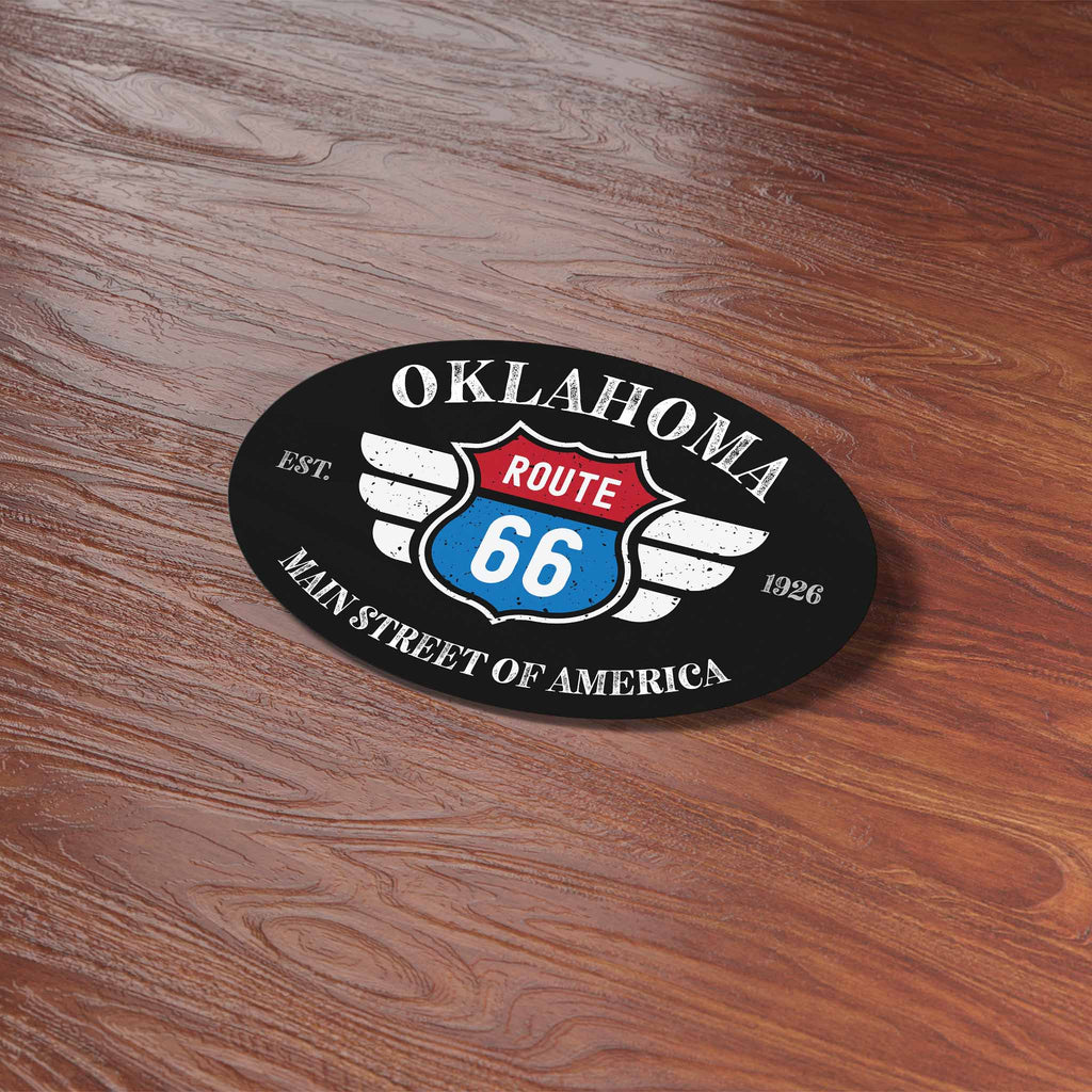 Oklahoma Route 66 Sticker - OK Black Oval Decal