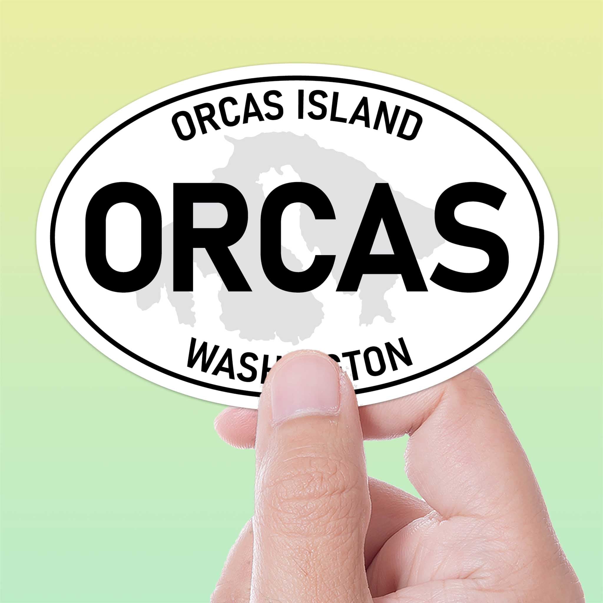 Orcas Island Washington White Oval Sticker