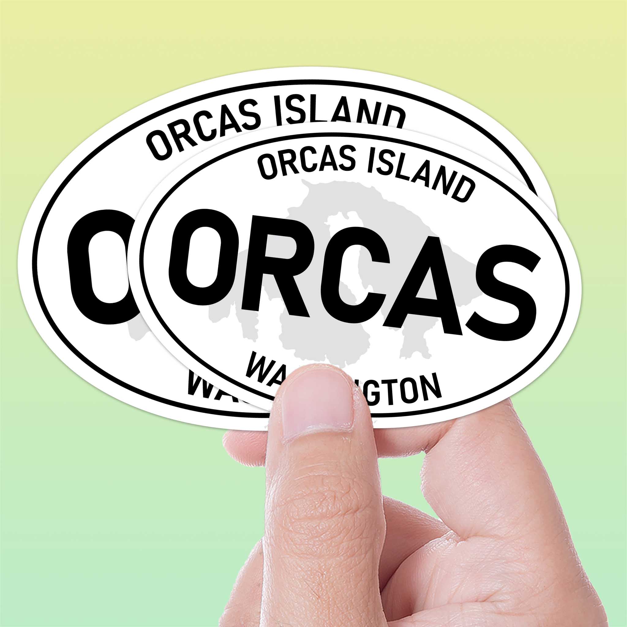 Orcas Island Washington White Oval Sticker
