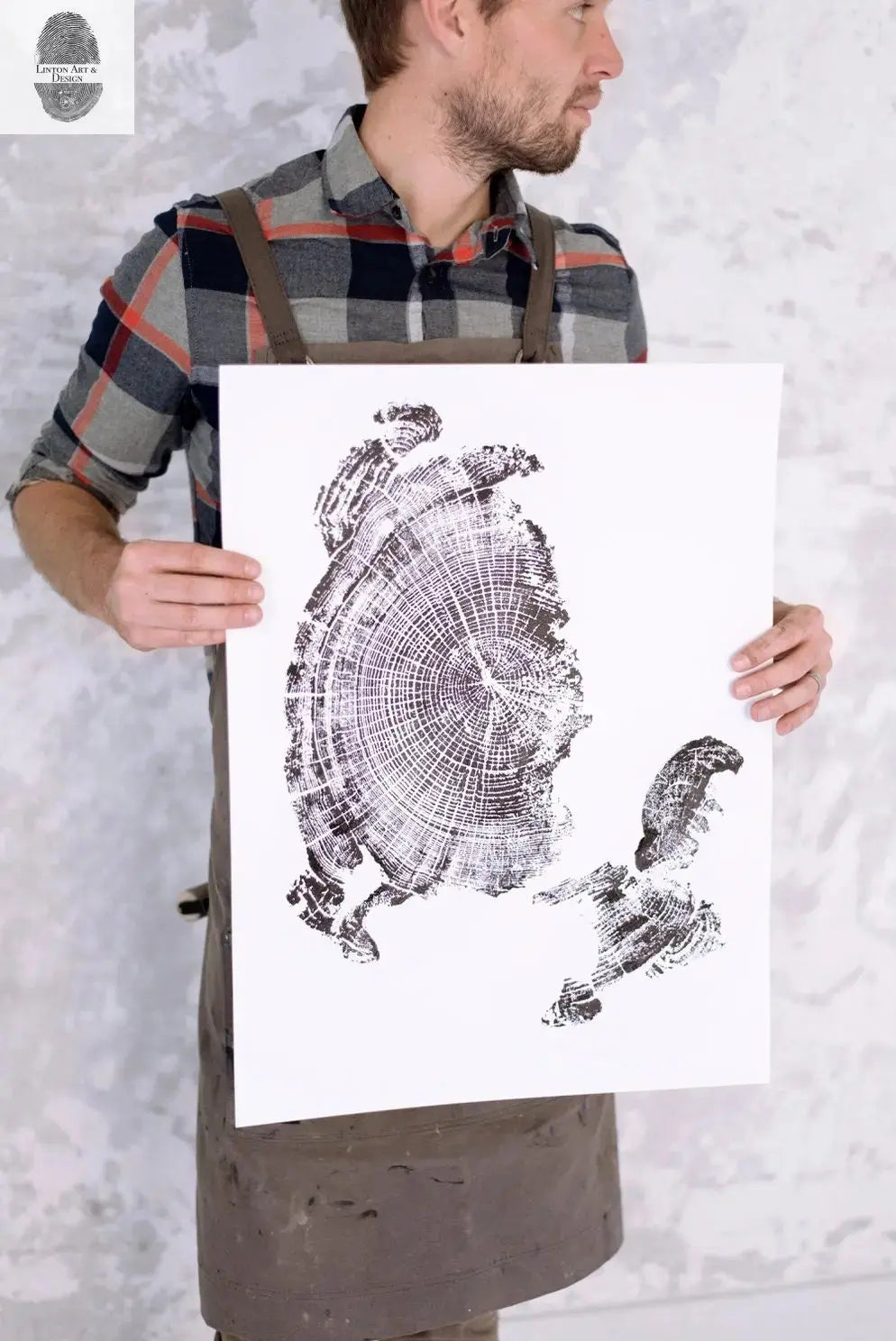 Oregon Coast, Cannon Beach, Driftwood Wall Art, Tree Ring Print, Cascade Mountains, Woodcut Art