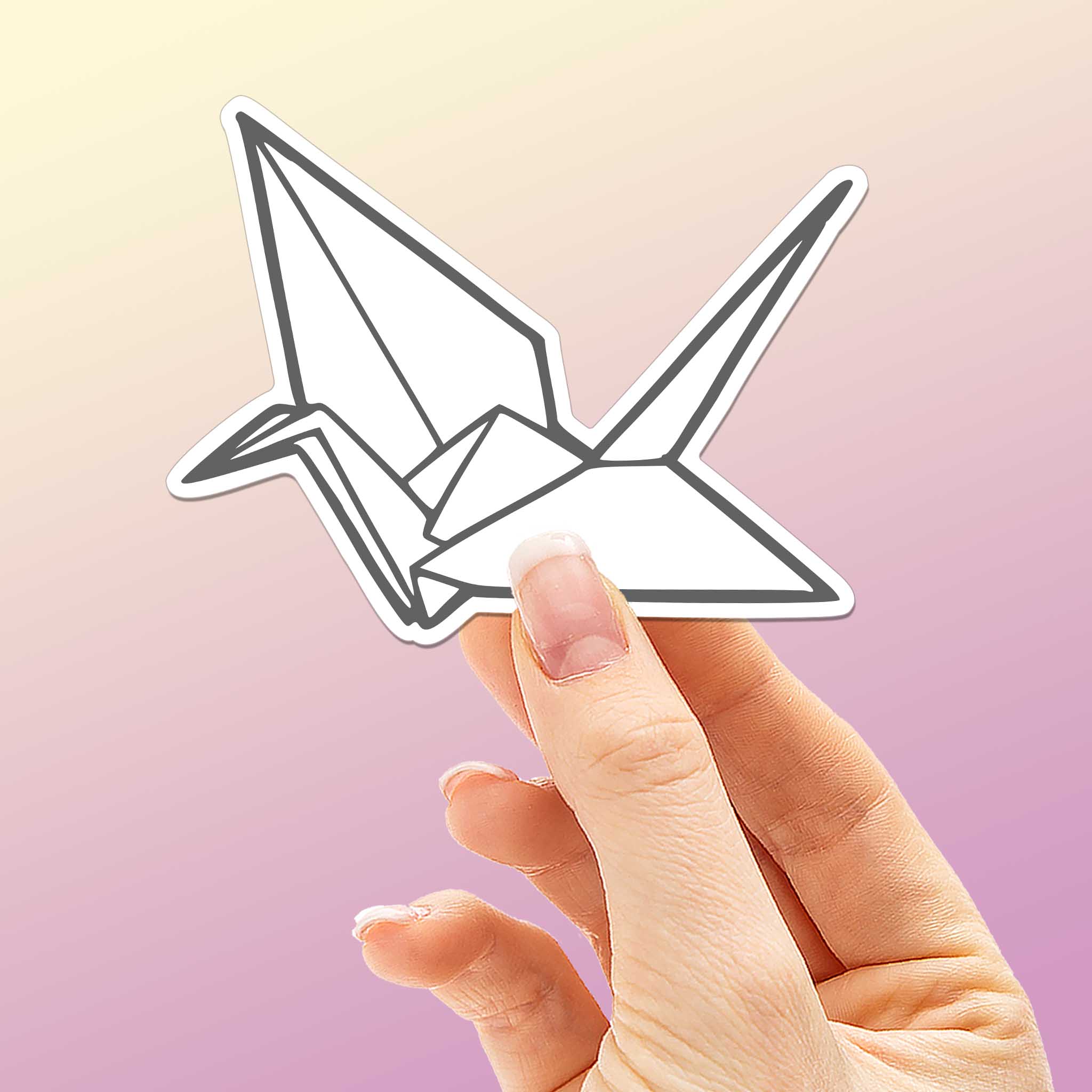 Origami Paper Crane Sticker - Cute Aesthetic Decal