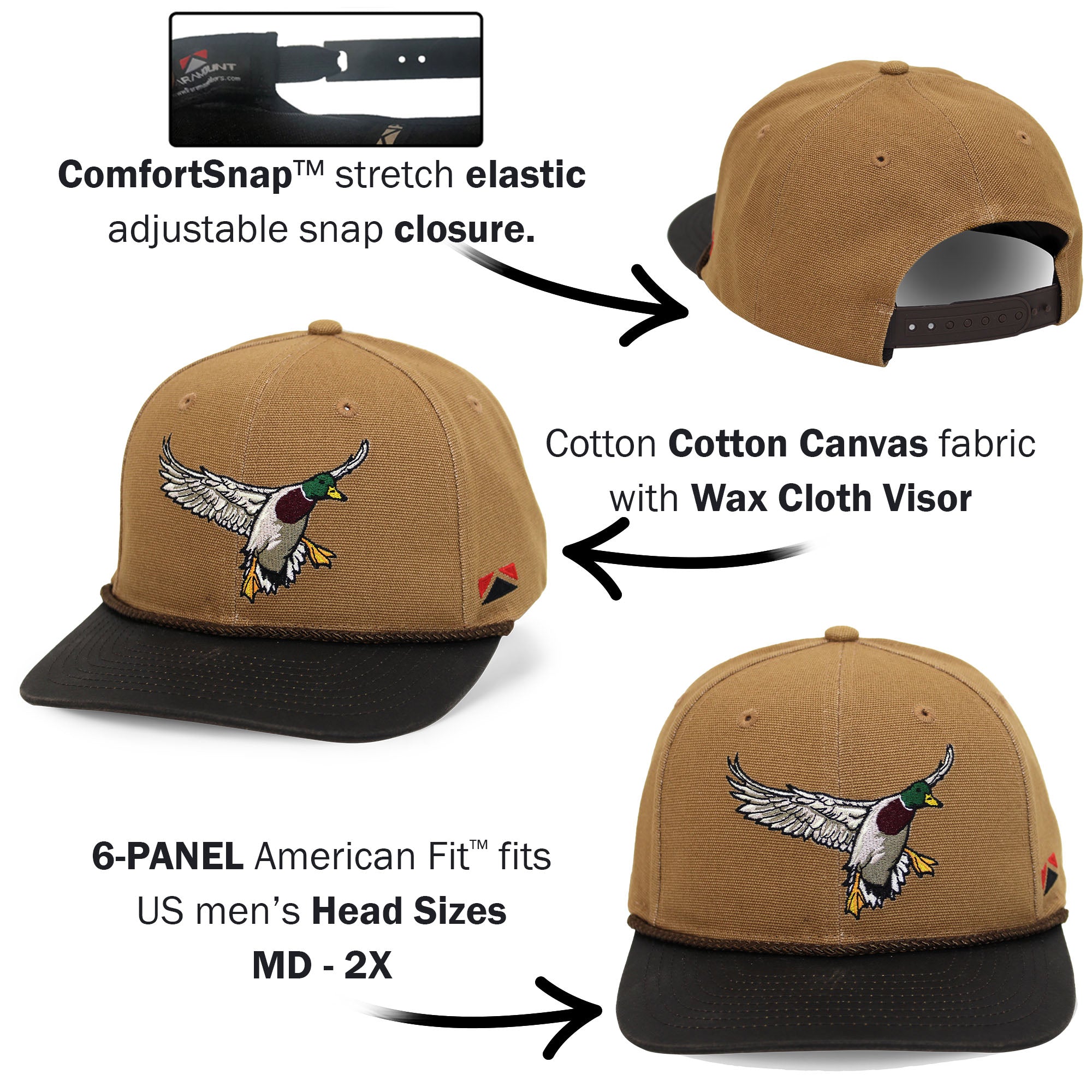 Canvas Mallard Drake Duck Hat with Wax Cloth Visor