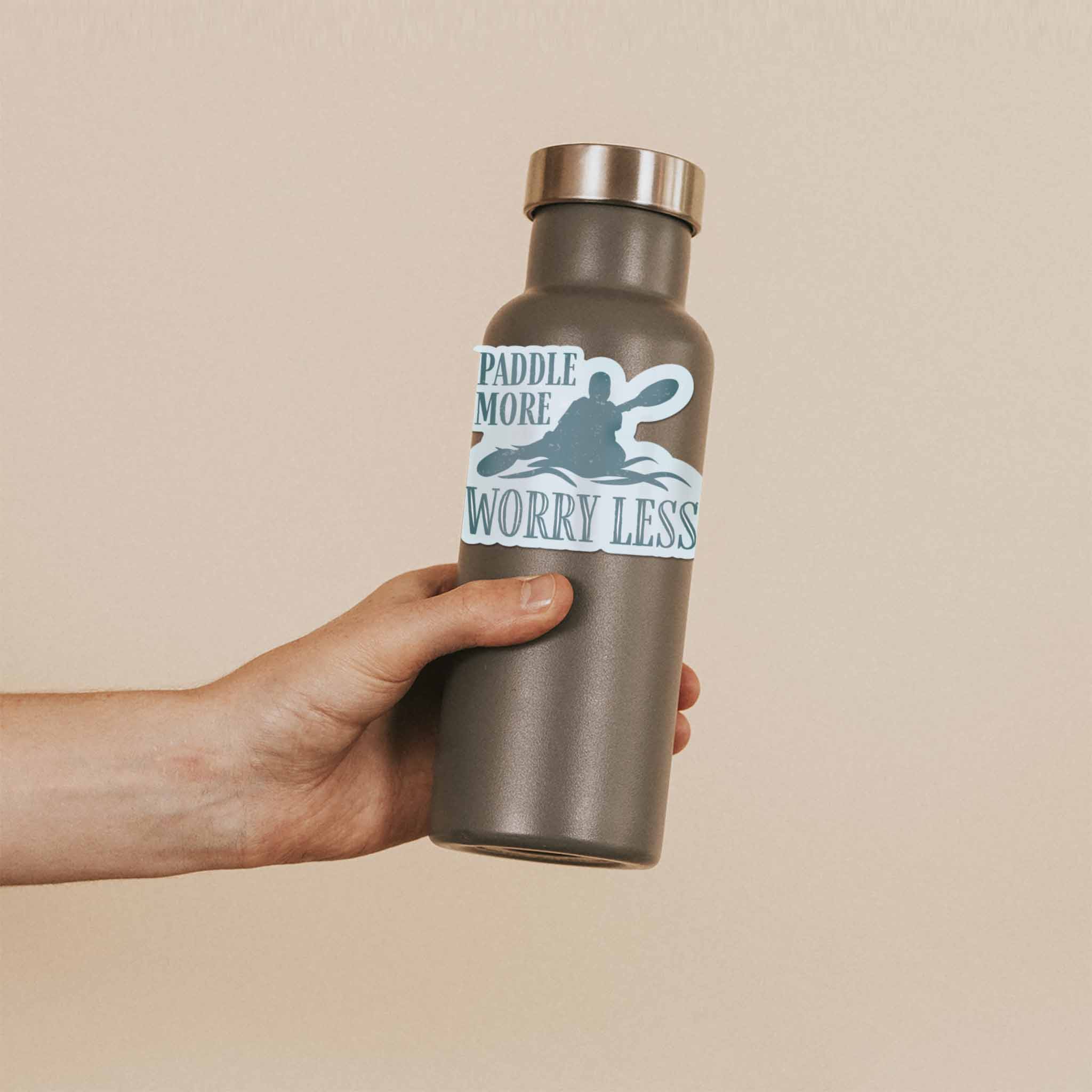 Paddle More Worry Less Kayaking Sticker