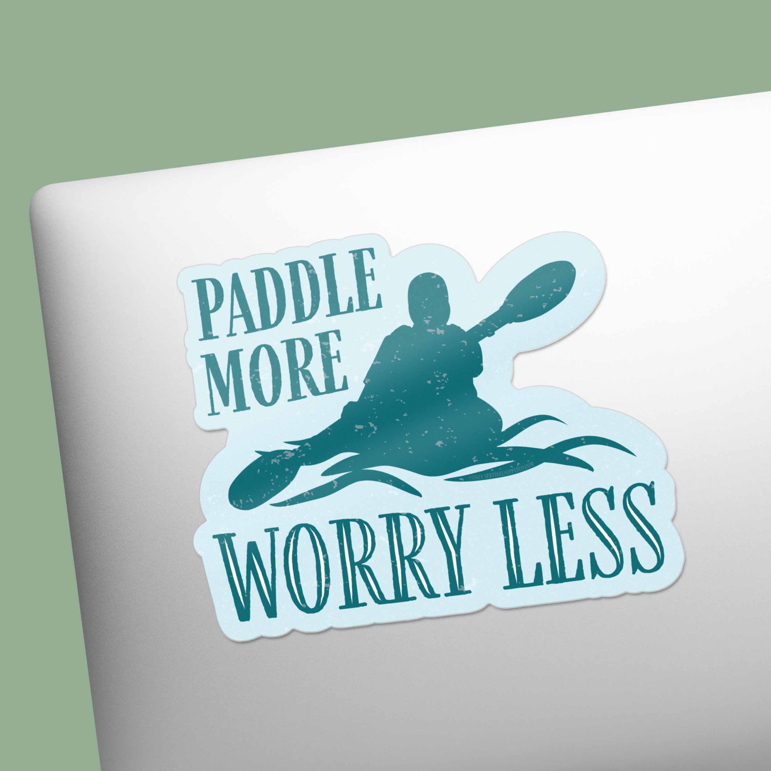 Paddle More Worry Less Kayaking Sticker