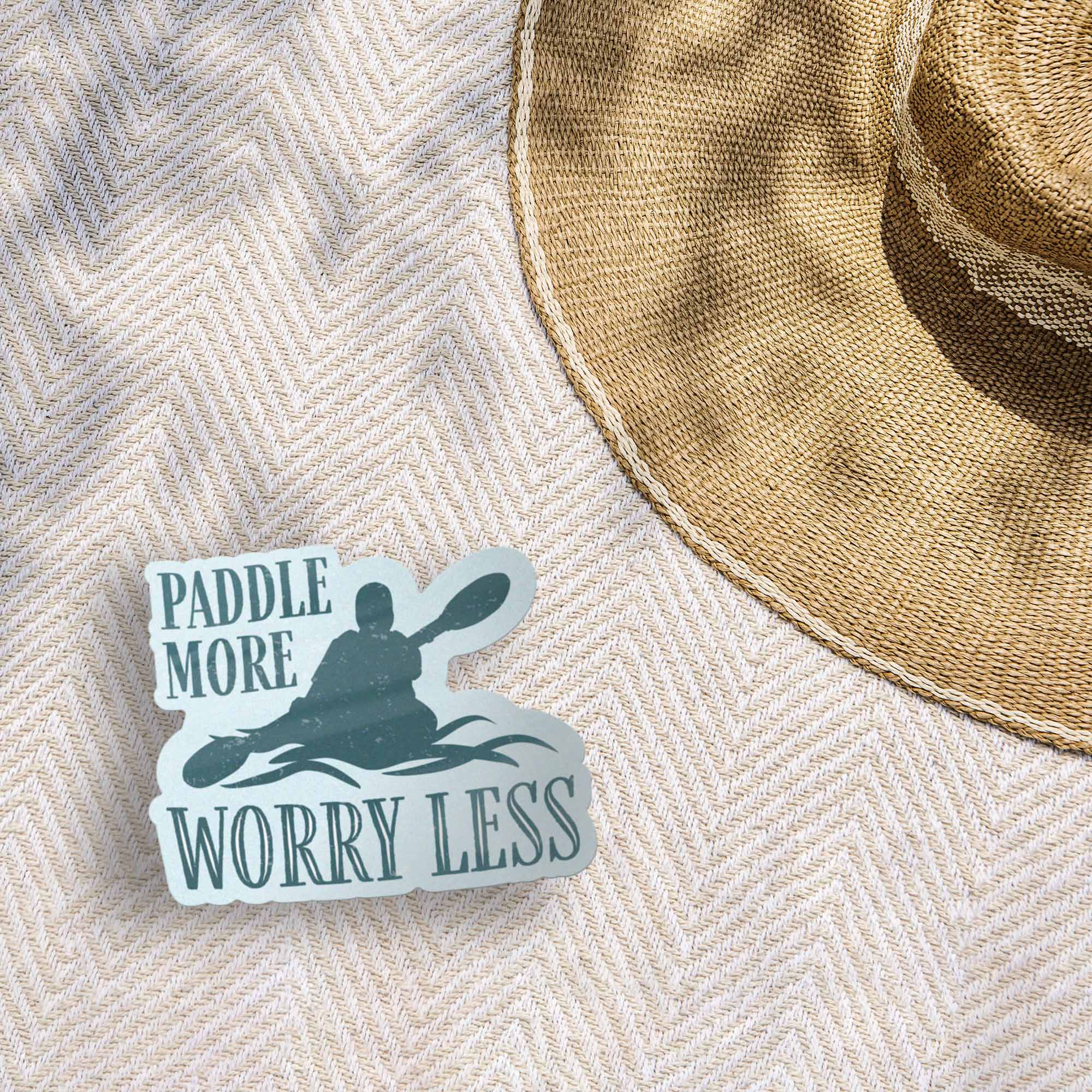 Paddle More Worry Less Kayaking Sticker