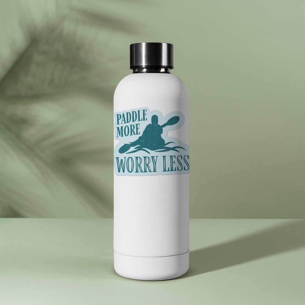 Paddle More Worry Less Kayaking Sticker