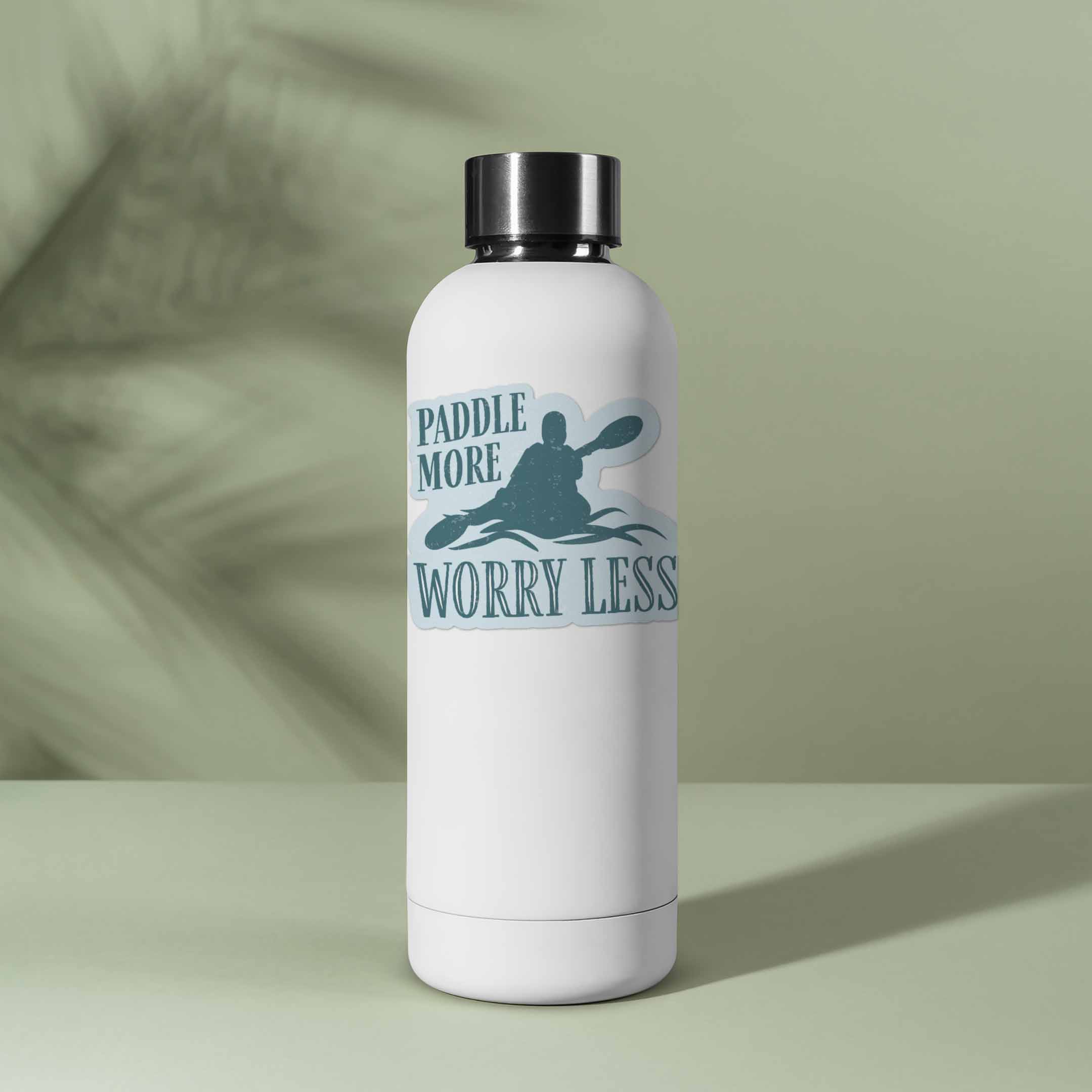 Paddle More Worry Less Kayaking Sticker