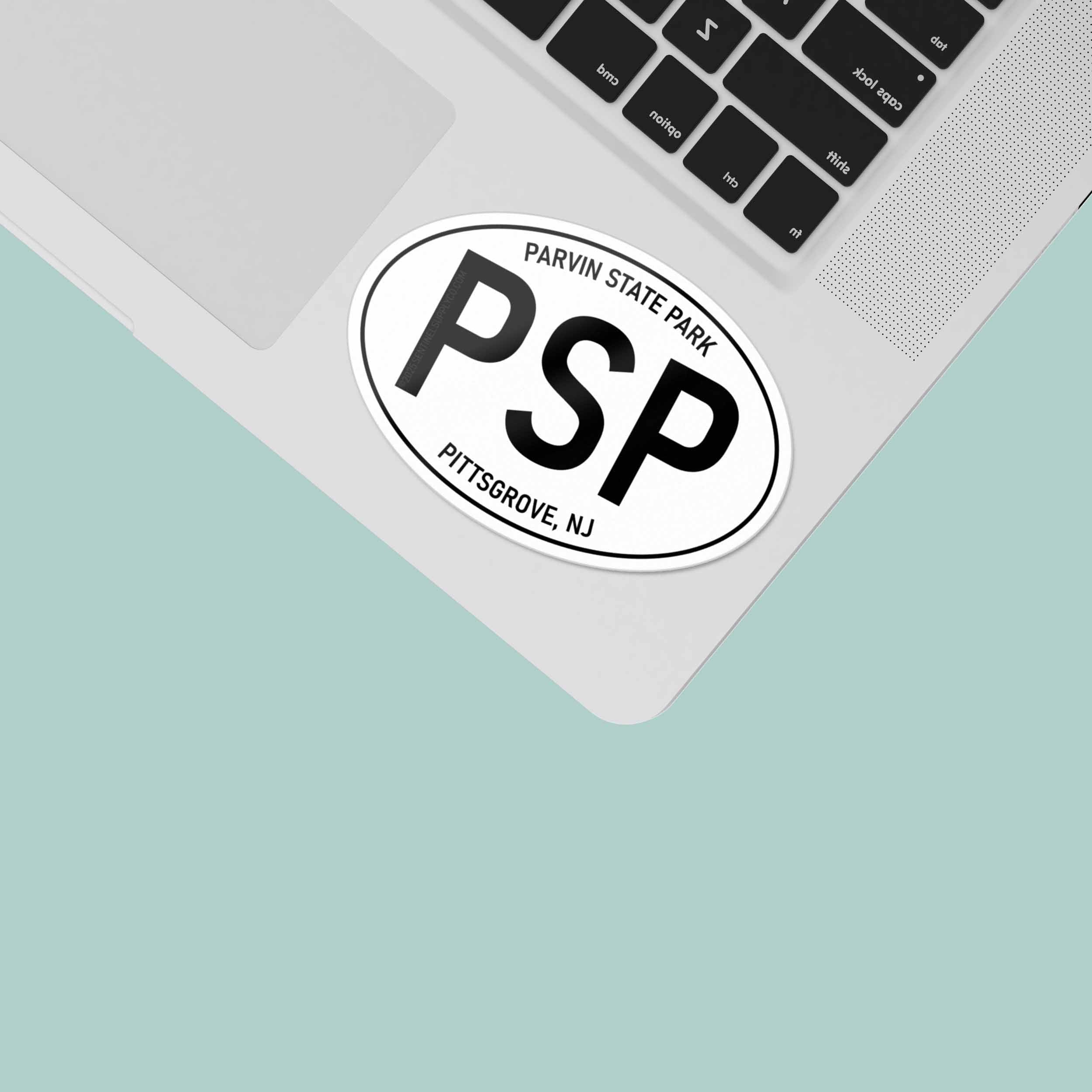 Parvin State Park New Jersey White Oval Sticker