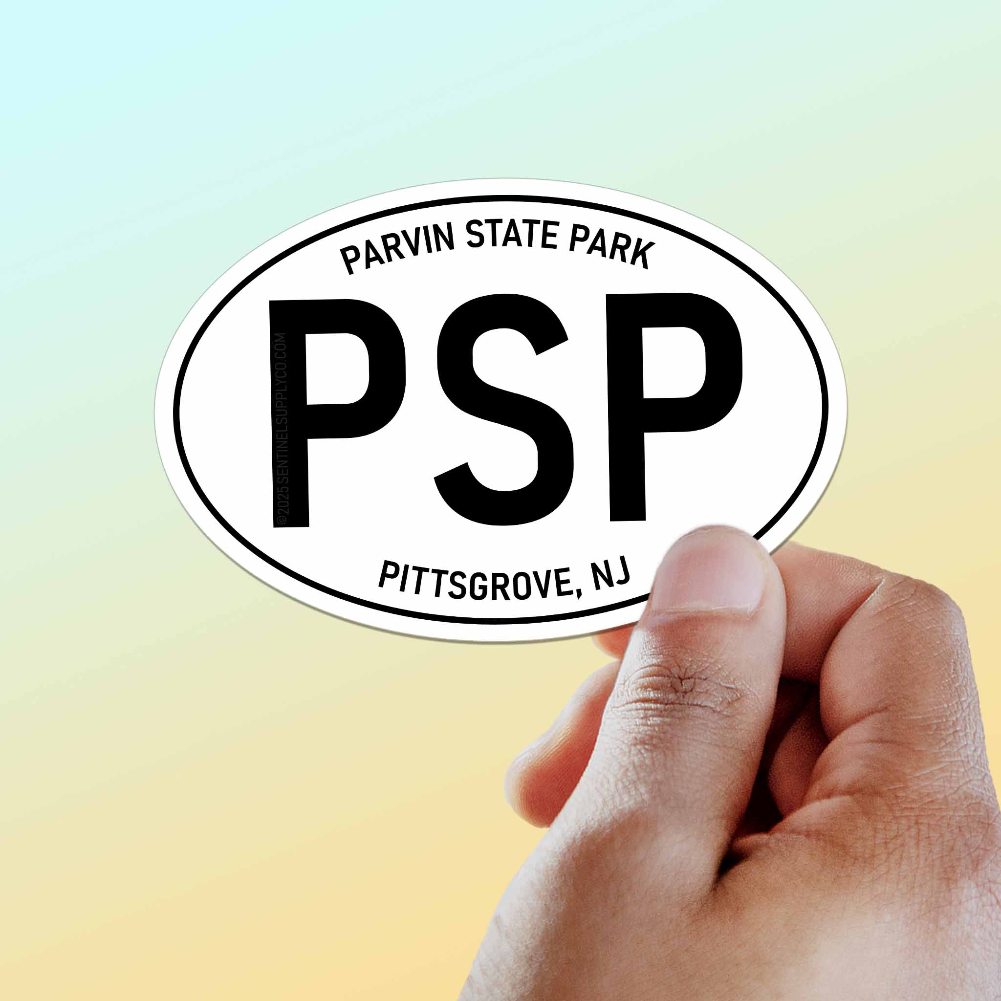 Parvin State Park New Jersey White Oval Sticker
