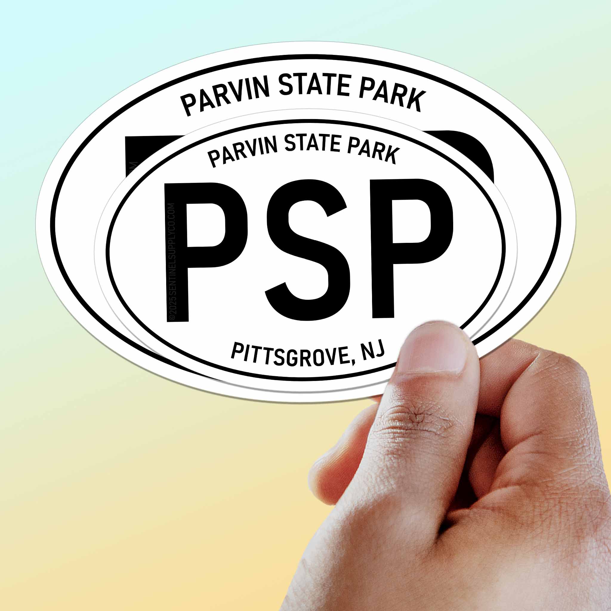 Parvin State Park New Jersey White Oval Sticker