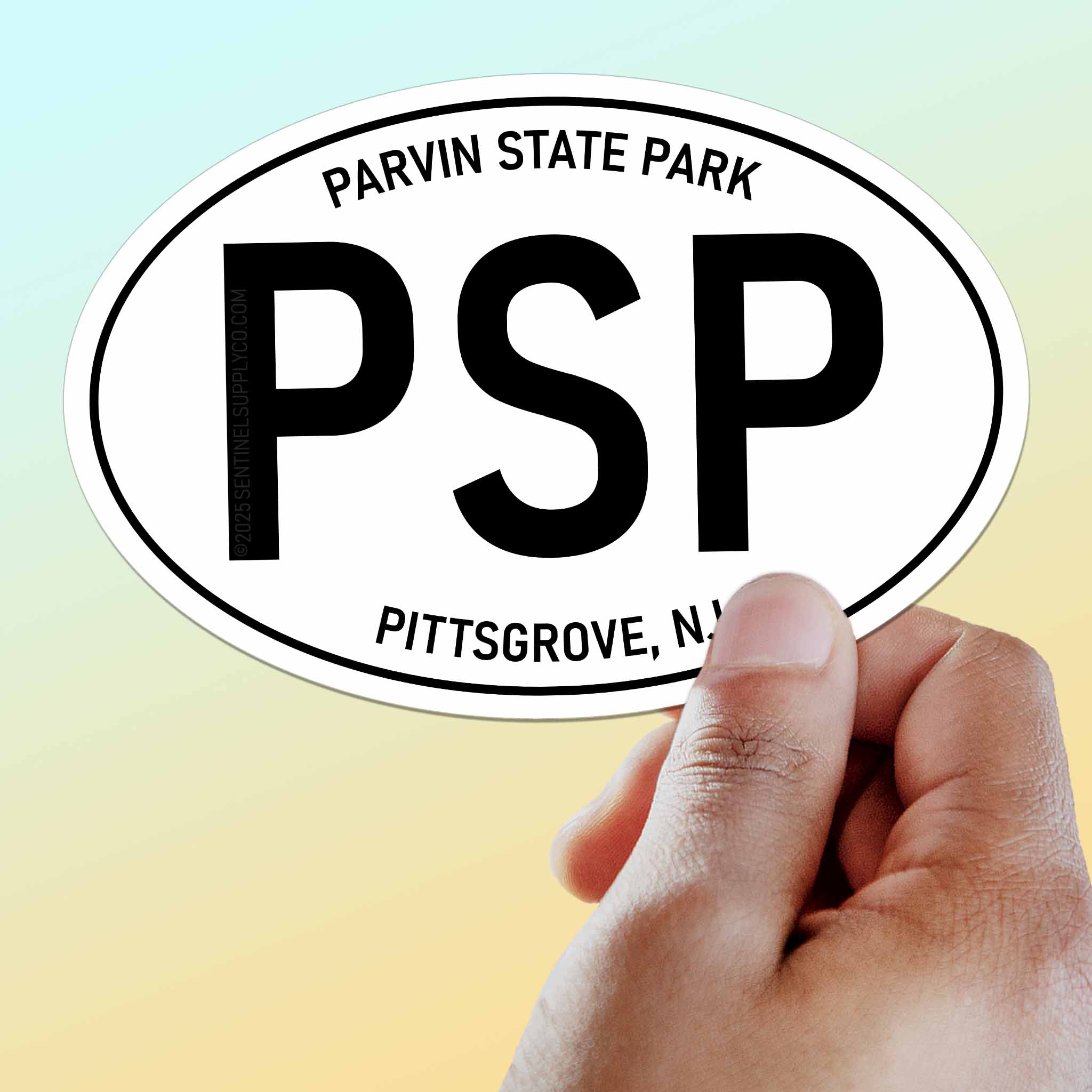 Parvin State Park New Jersey White Oval Sticker