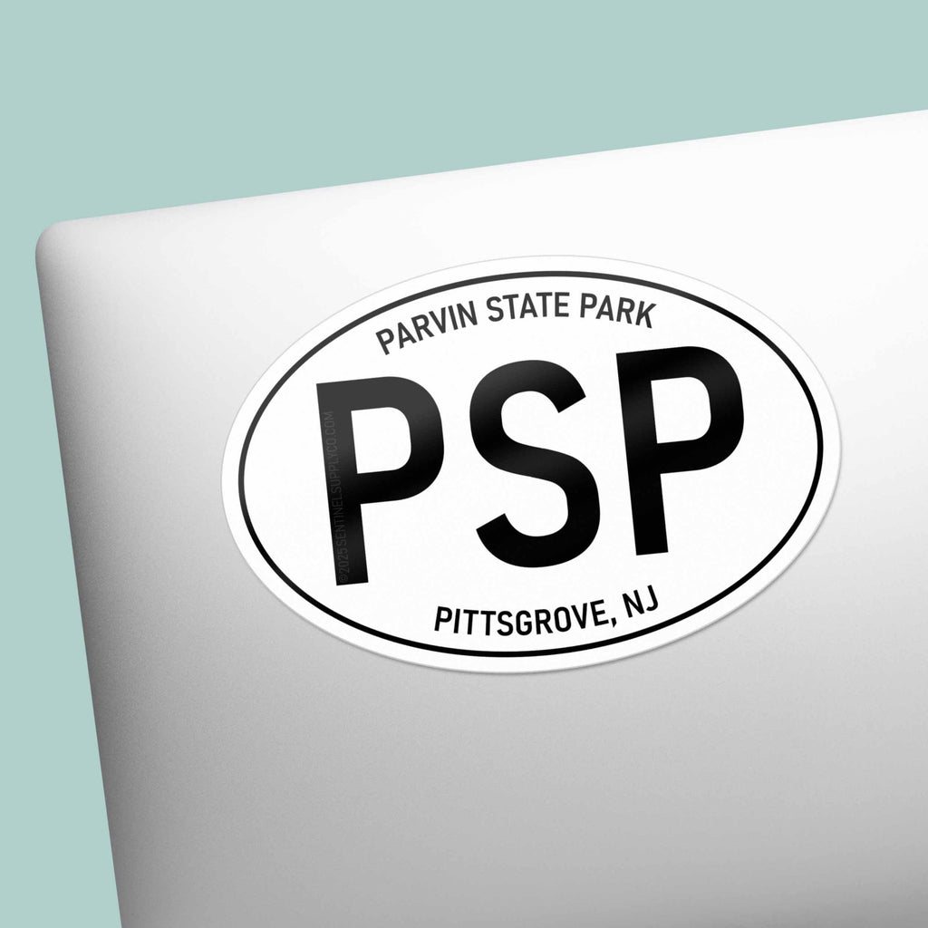 Parvin State Park New Jersey White Oval Sticker