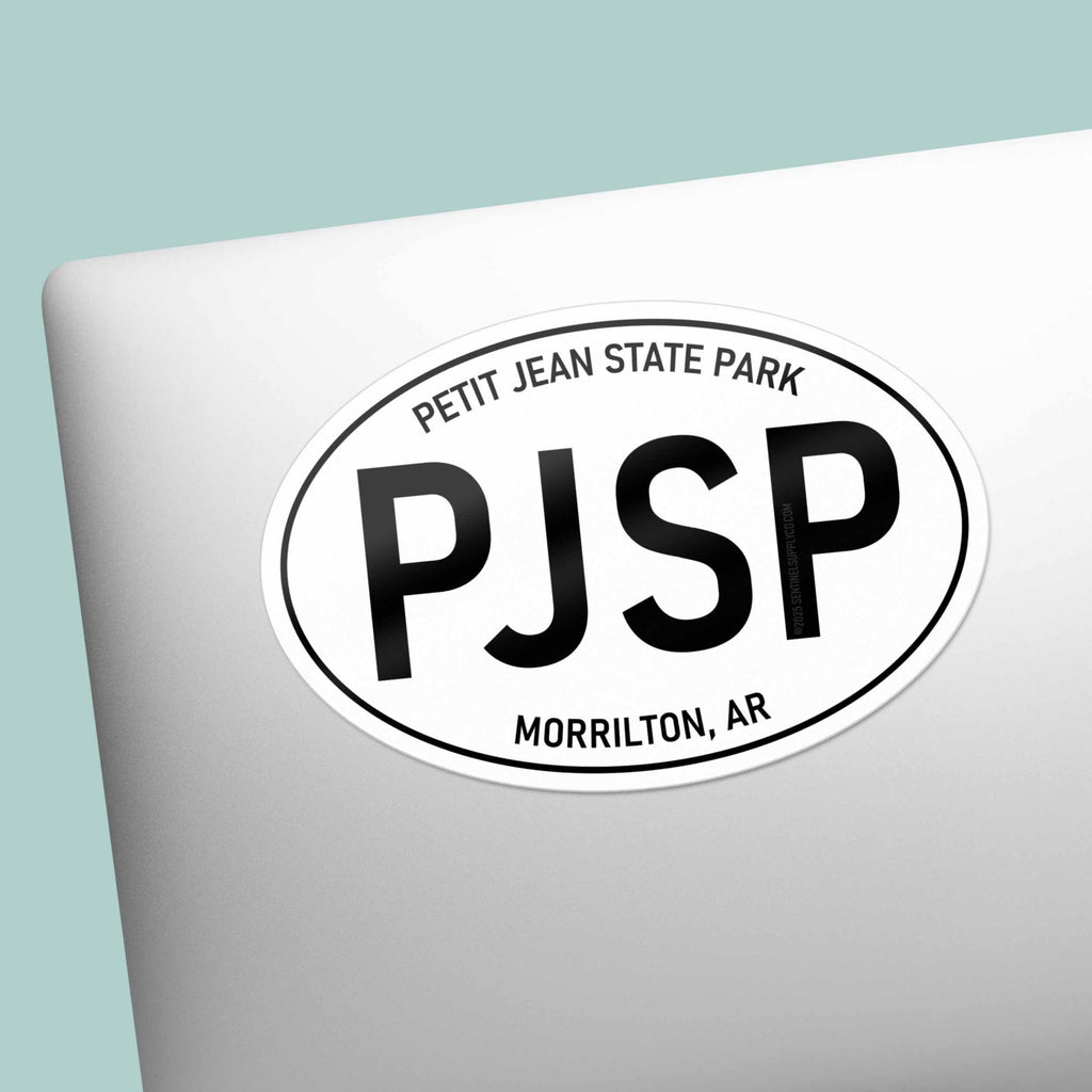 Petit Jean State Park Arkansas White Oval Bumper Sticker