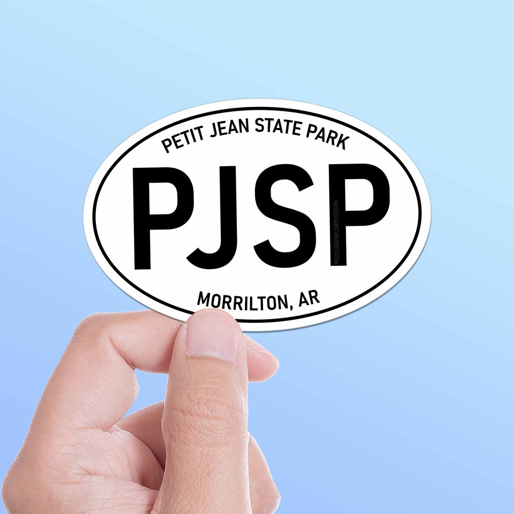 Petit Jean State Park Arkansas White Oval Bumper Sticker
