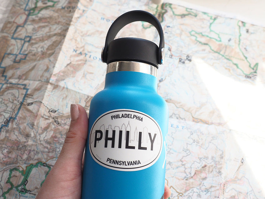 Philly Skyline White Oval Philadelphia Bumper Sticker