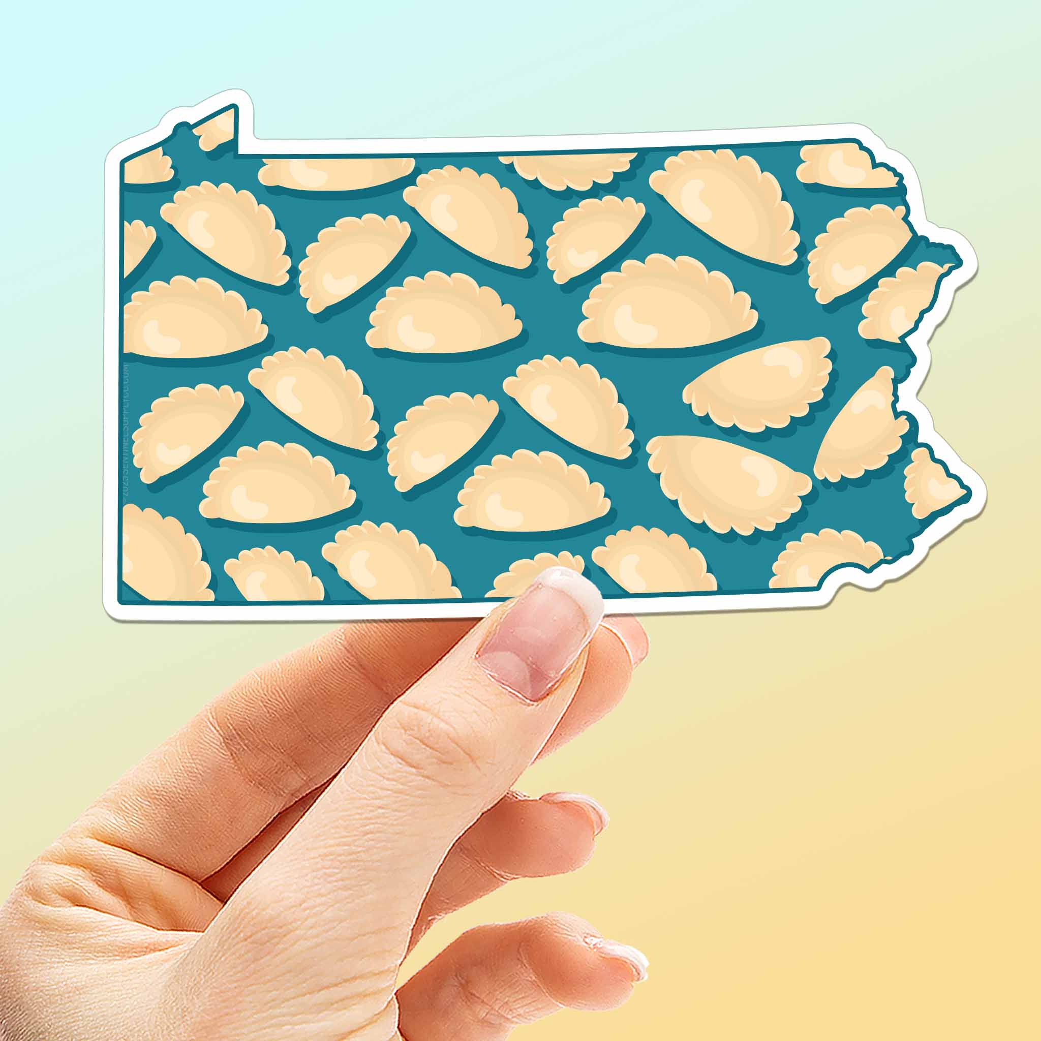 Pierogi PA Map Pittsburgh Sticker - Funny PGH Pennsylvania Decal