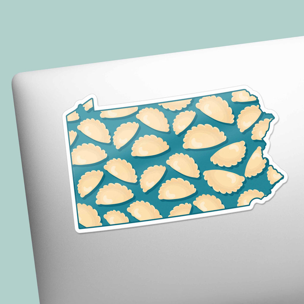 Pierogi PA Map Pittsburgh Sticker - Funny PGH Pennsylvania Decal