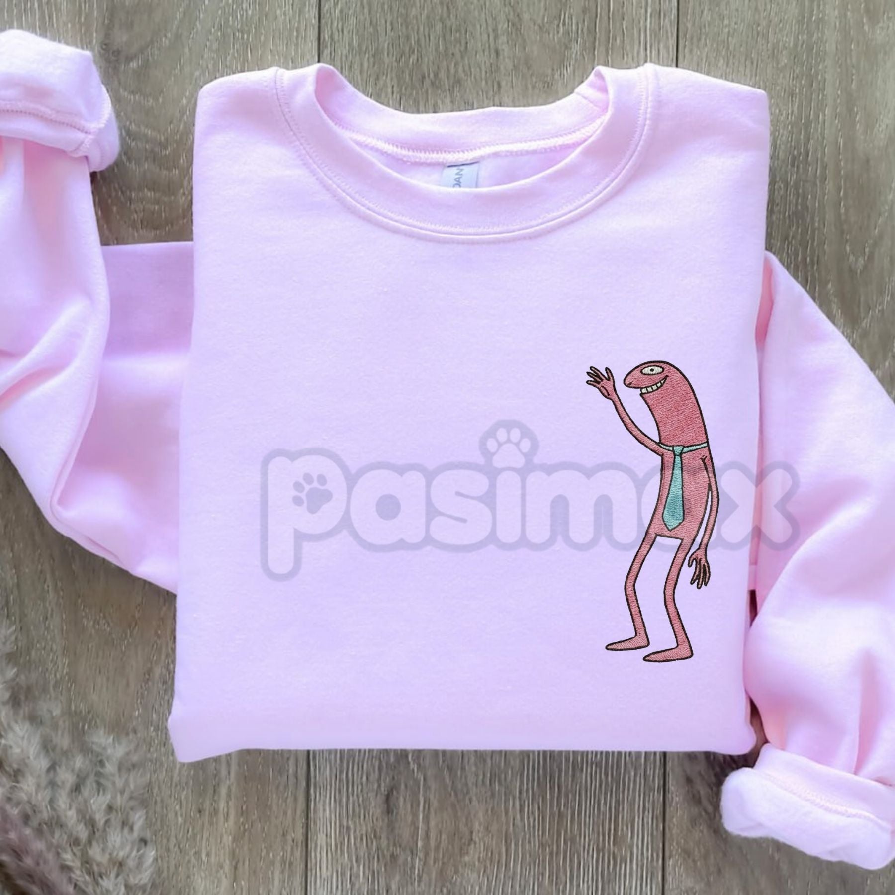 Pim & Charlie Smiling Friends Embroidered Crewneck – Funny Animation Sweatshirt