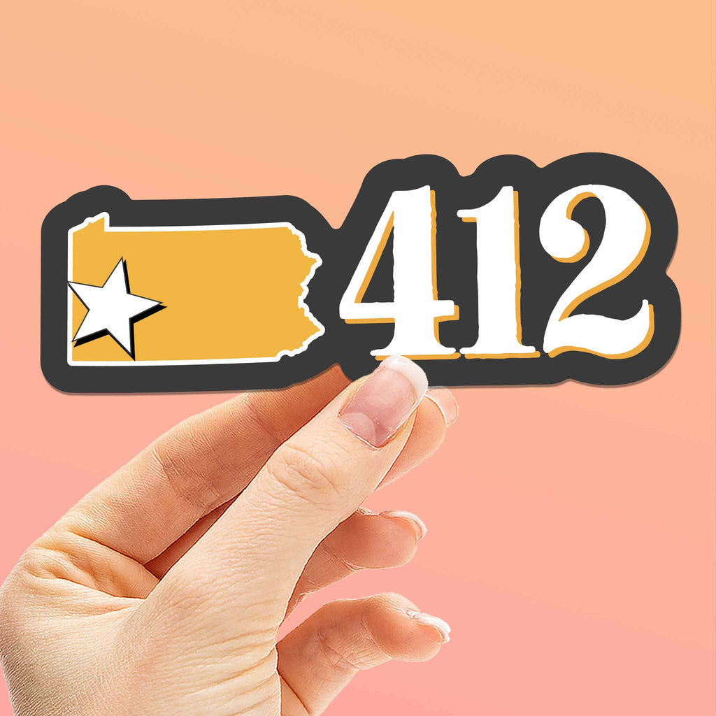 412 Area Code Pittsburgh Sticker - PGH Pennsylvania Decal